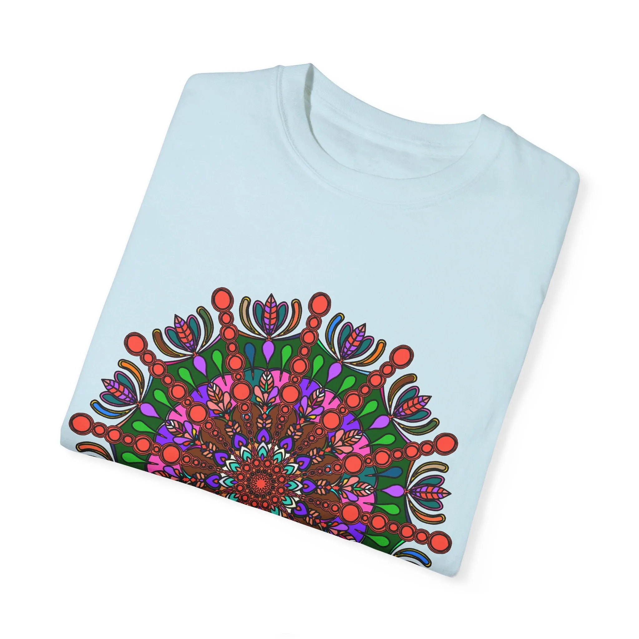 Handmade Mandala Design T-Shirt - 100% Ring-Spun Cotton - Garment-Dyed for Extra Comfort