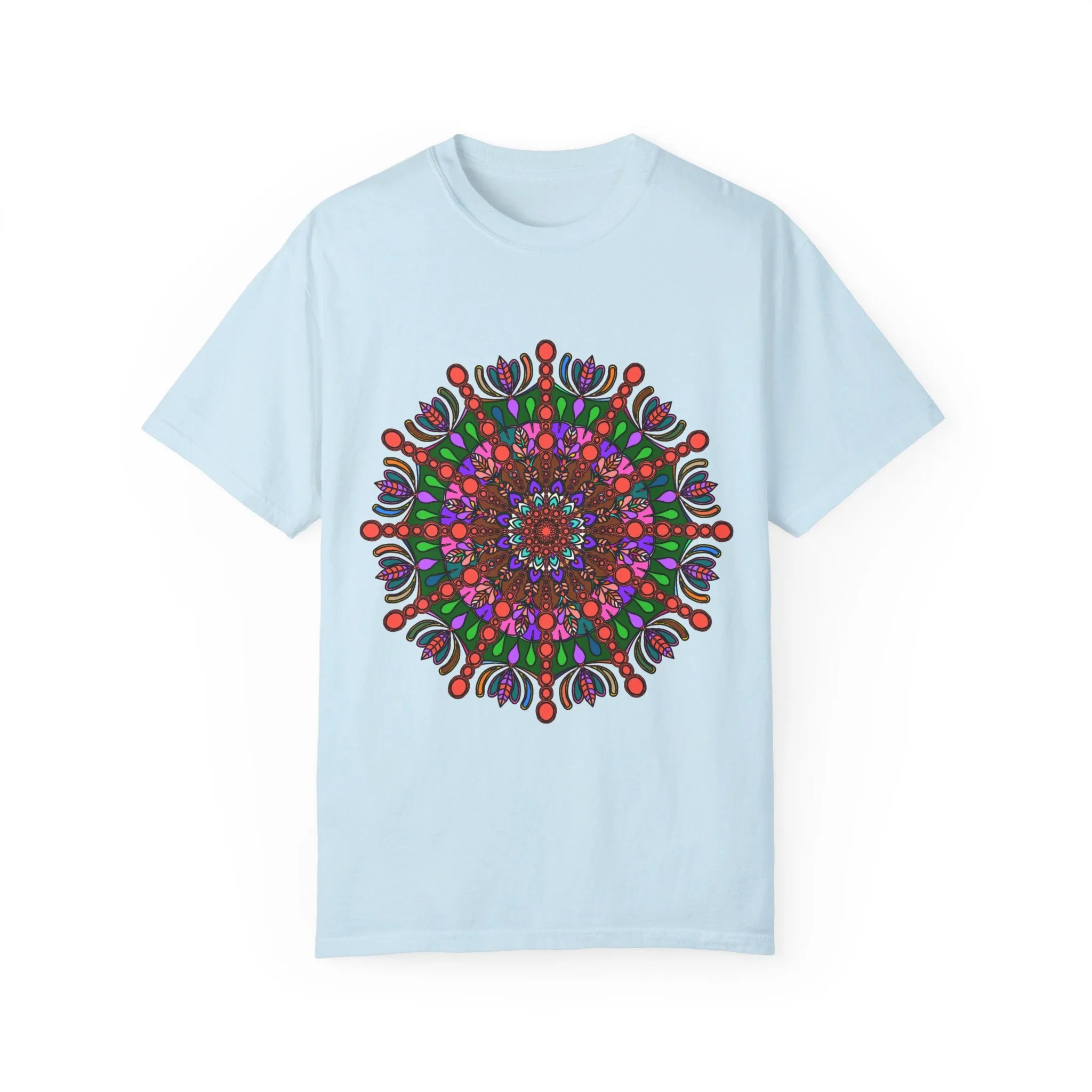 Handmade Mandala Design T-Shirt - 100% Ring-Spun Cotton - Garment-Dyed for Extra Comfort