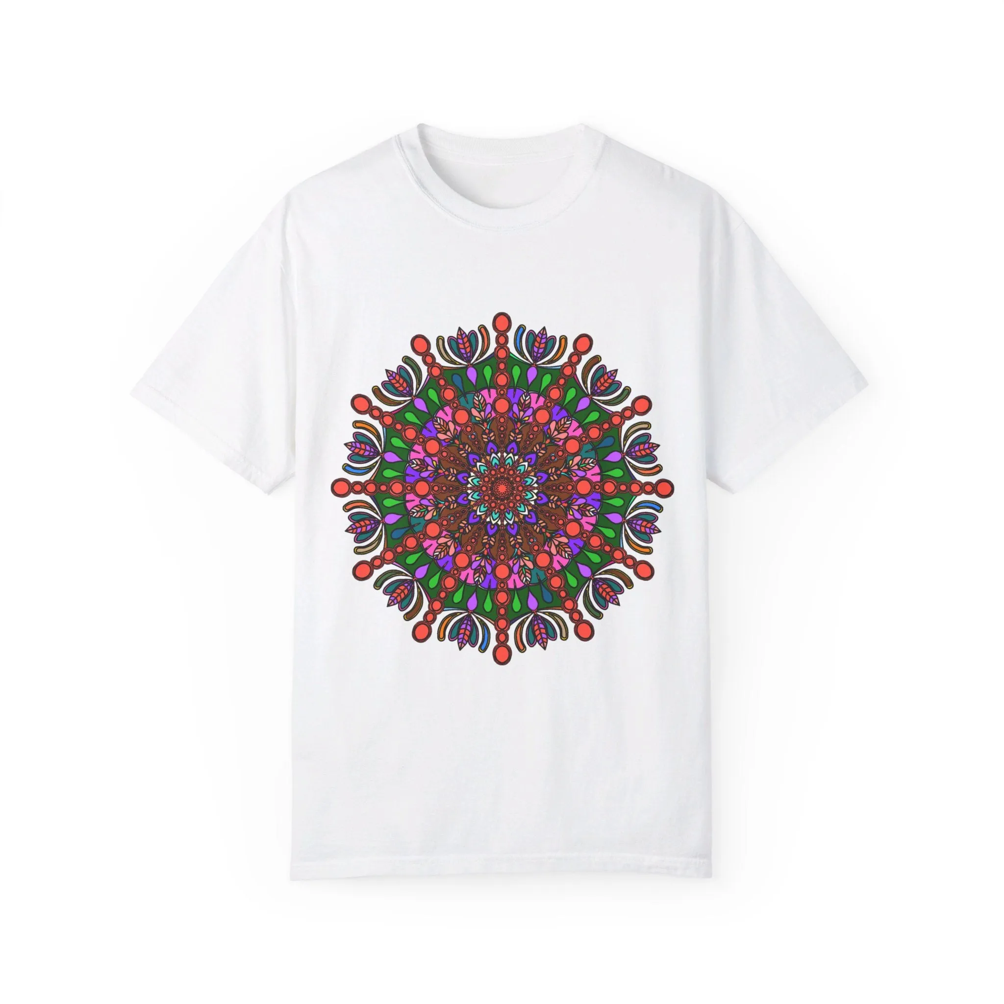 Handmade Mandala Design T-Shirt - 100% Ring-Spun Cotton - Garment-Dyed for Extra Comfort