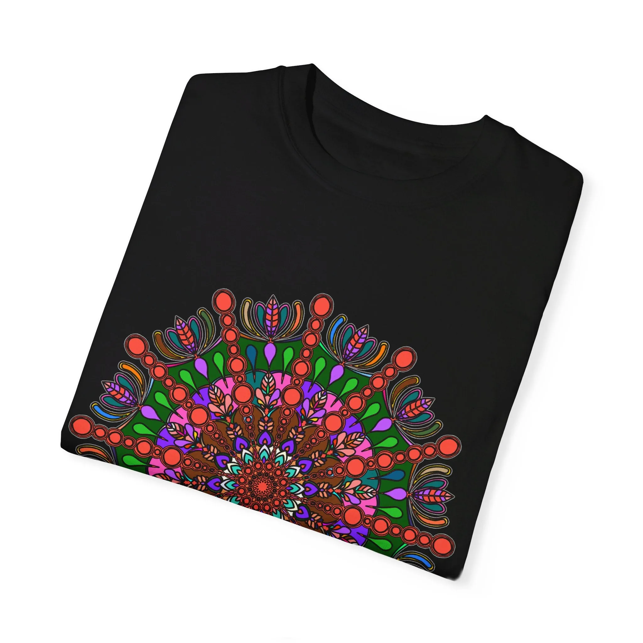 Handmade Mandala Design T-Shirt - 100% Ring-Spun Cotton - Garment-Dyed for Extra Comfort