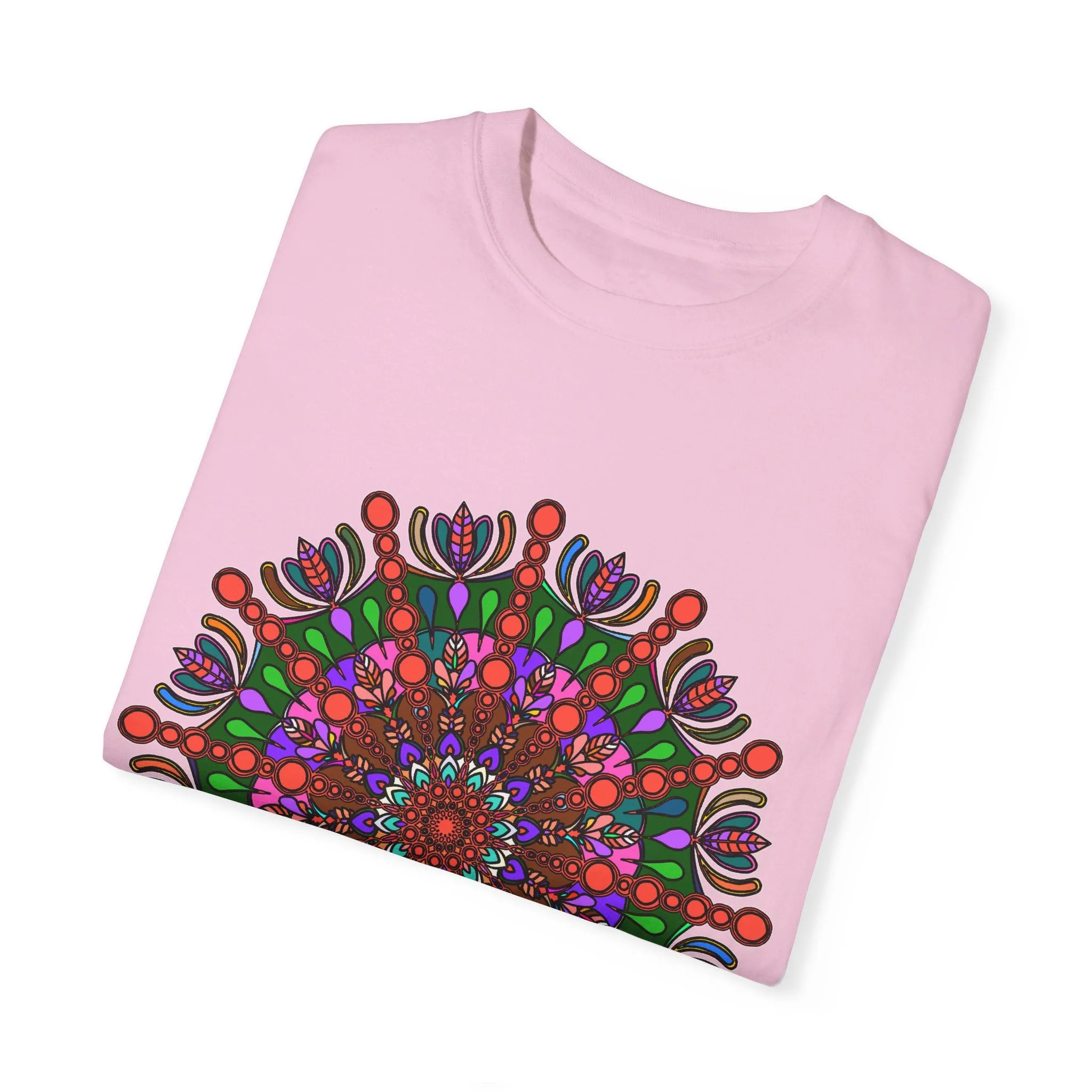 Handmade Mandala Design T-Shirt - 100% Ring-Spun Cotton - Garment-Dyed for Extra Comfort