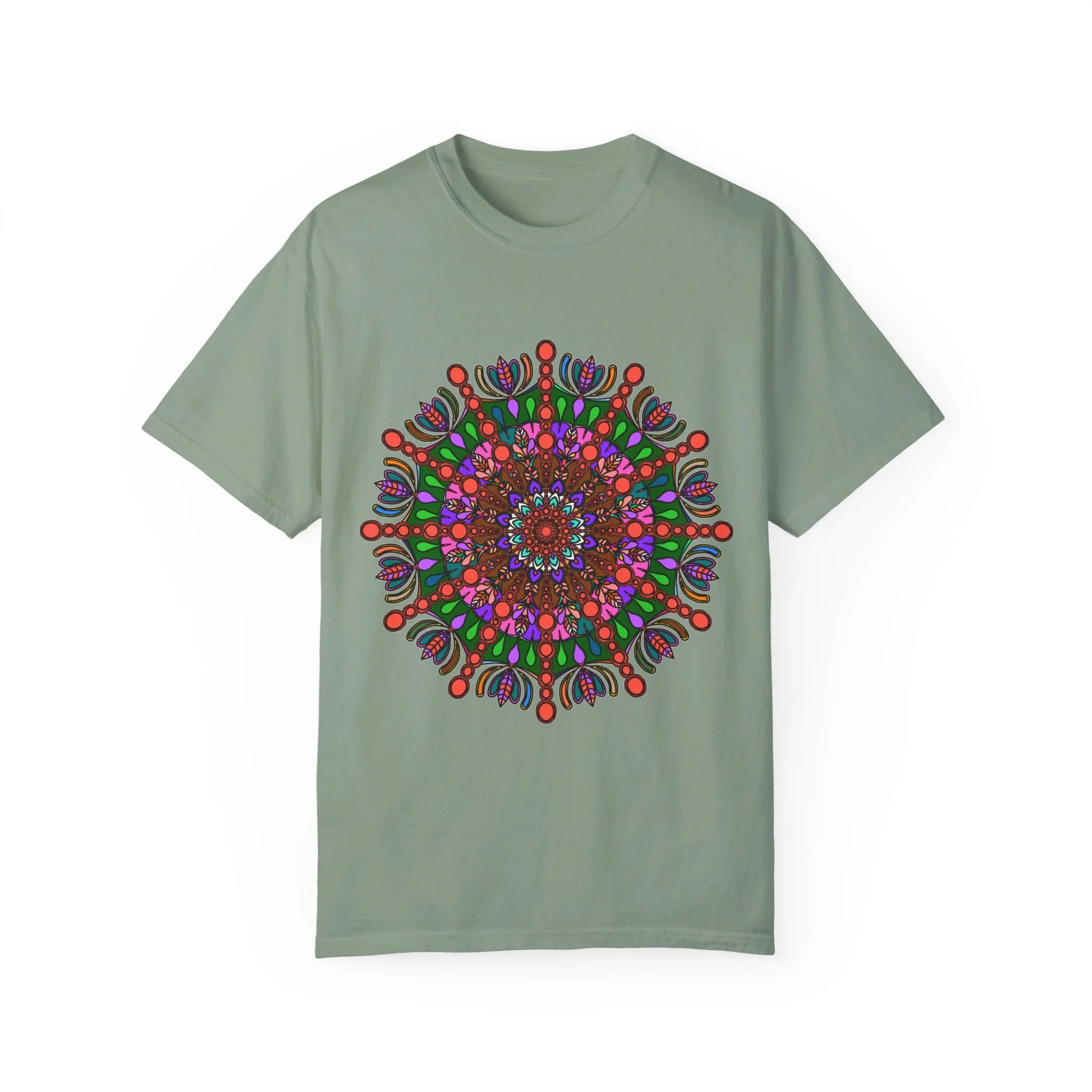 Handmade Mandala Design T-Shirt - 100% Ring-Spun Cotton - Garment-Dyed for Extra Comfort