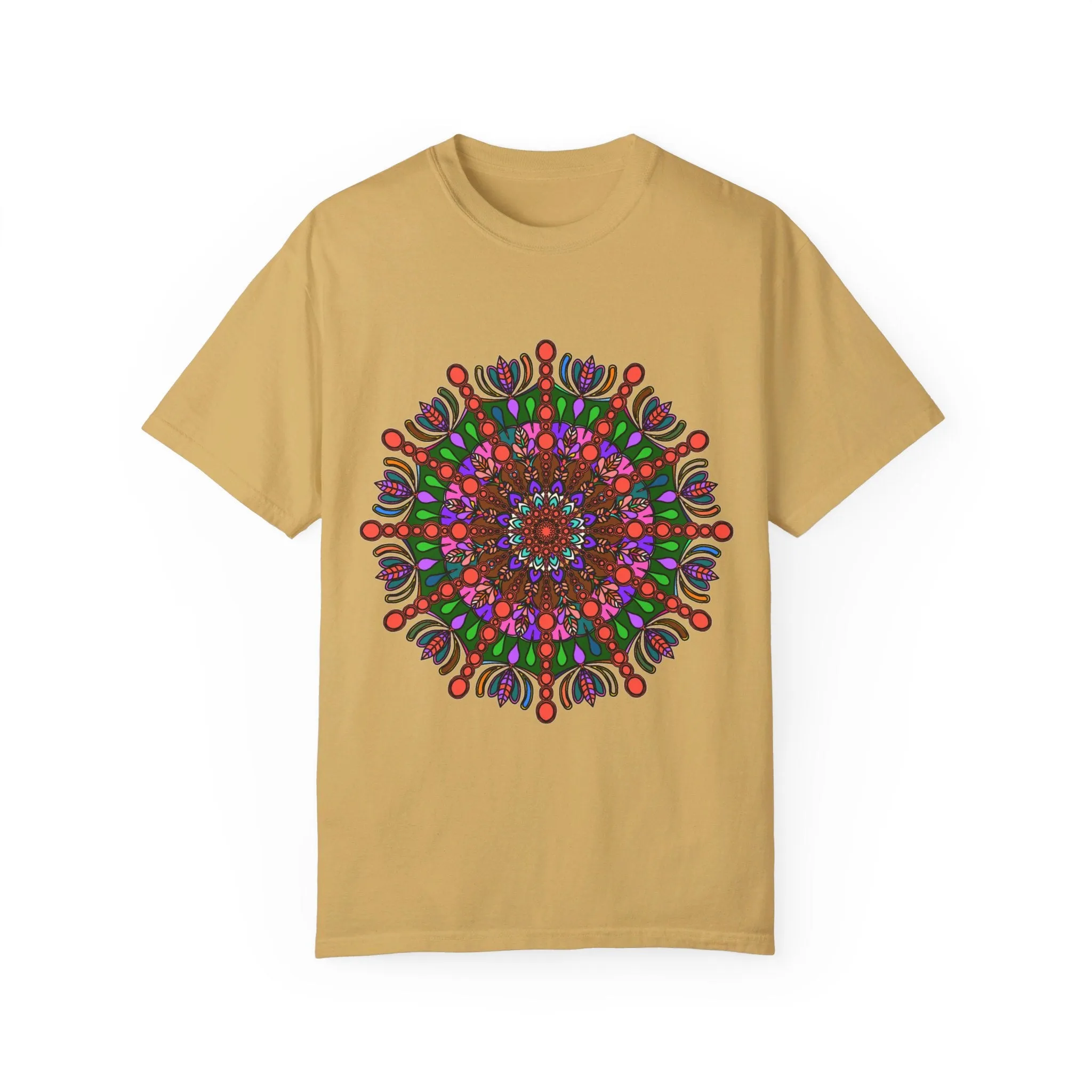 Handmade Mandala Design T-Shirt - 100% Ring-Spun Cotton - Garment-Dyed for Extra Comfort