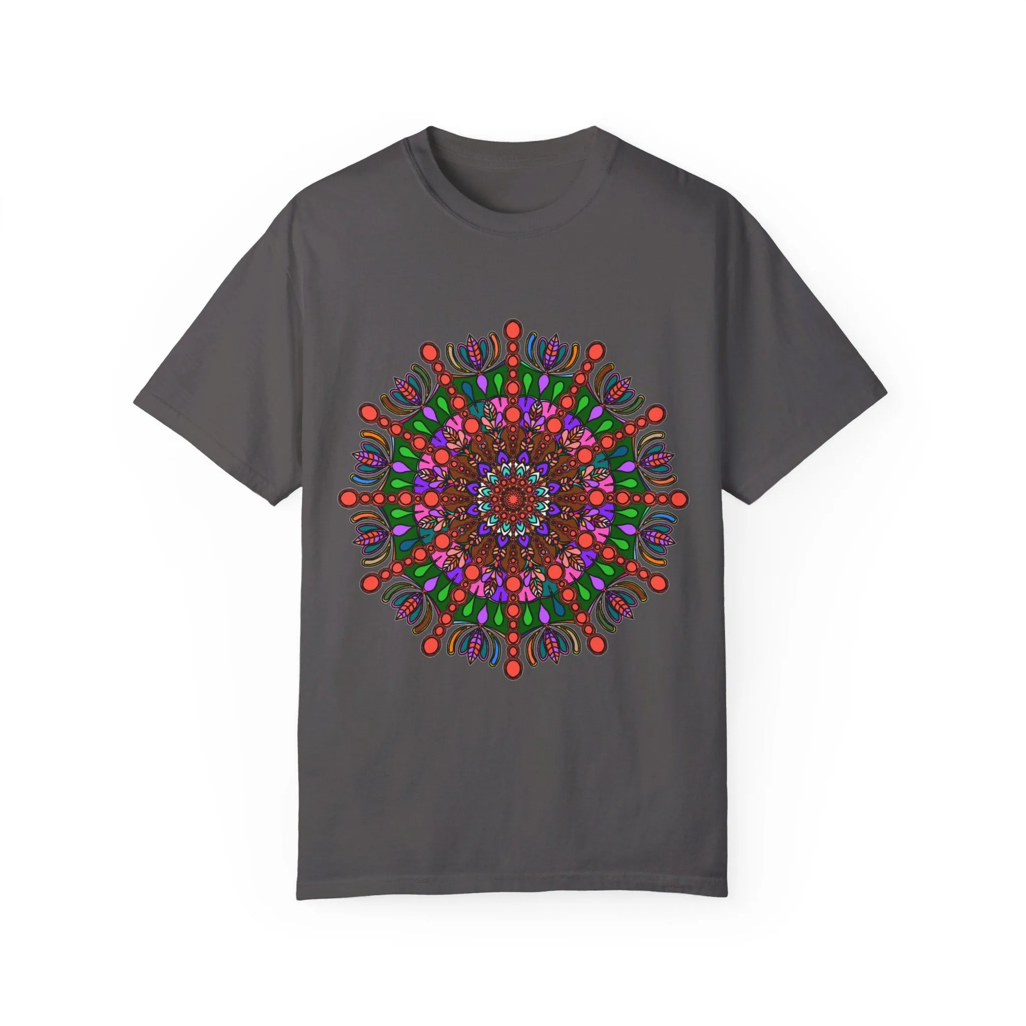 Handmade Mandala Design T-Shirt - 100% Ring-Spun Cotton - Garment-Dyed for Extra Comfort