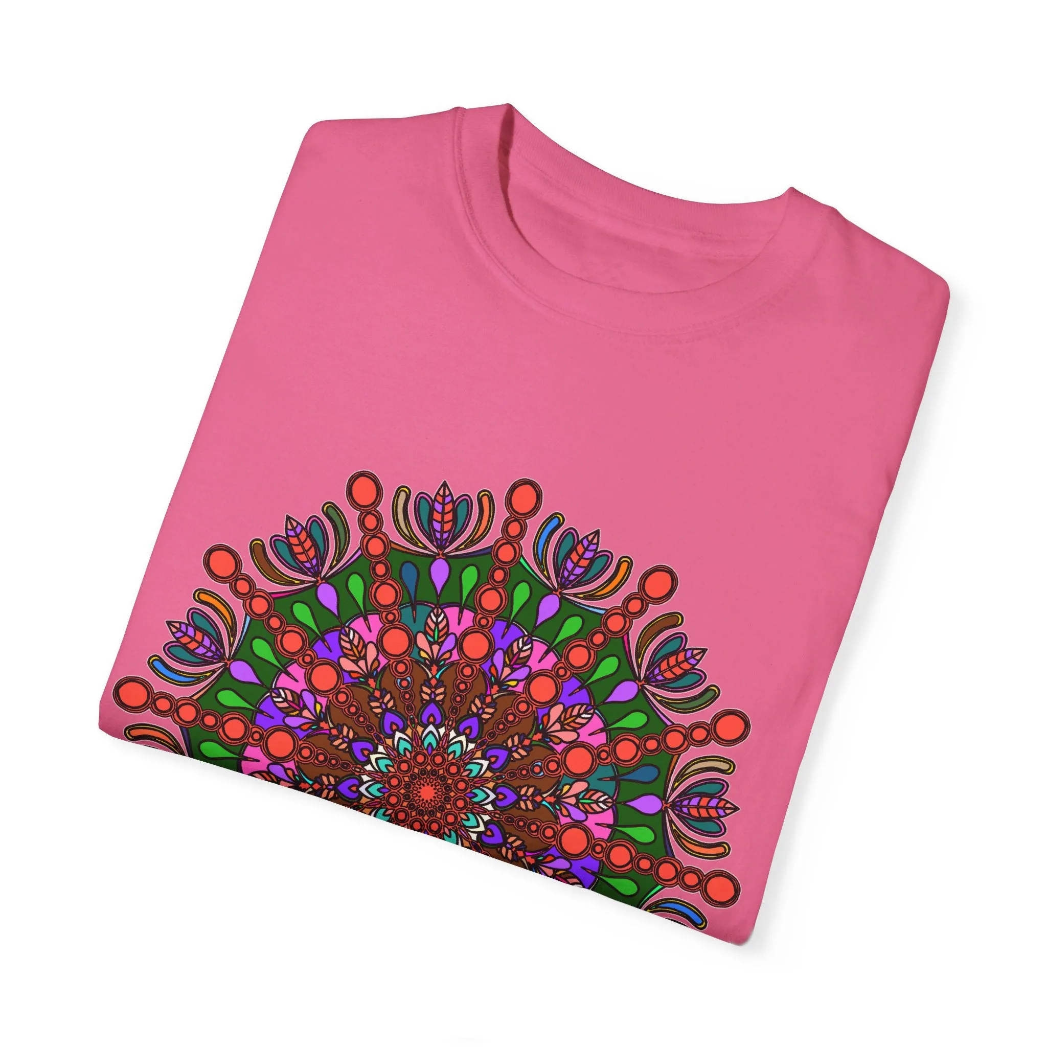 Handmade Mandala Design T-Shirt - 100% Ring-Spun Cotton - Garment-Dyed for Extra Comfort