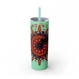 Handmade Mandala Skinny Tumbler - Keeps Drinks Hot/Cold