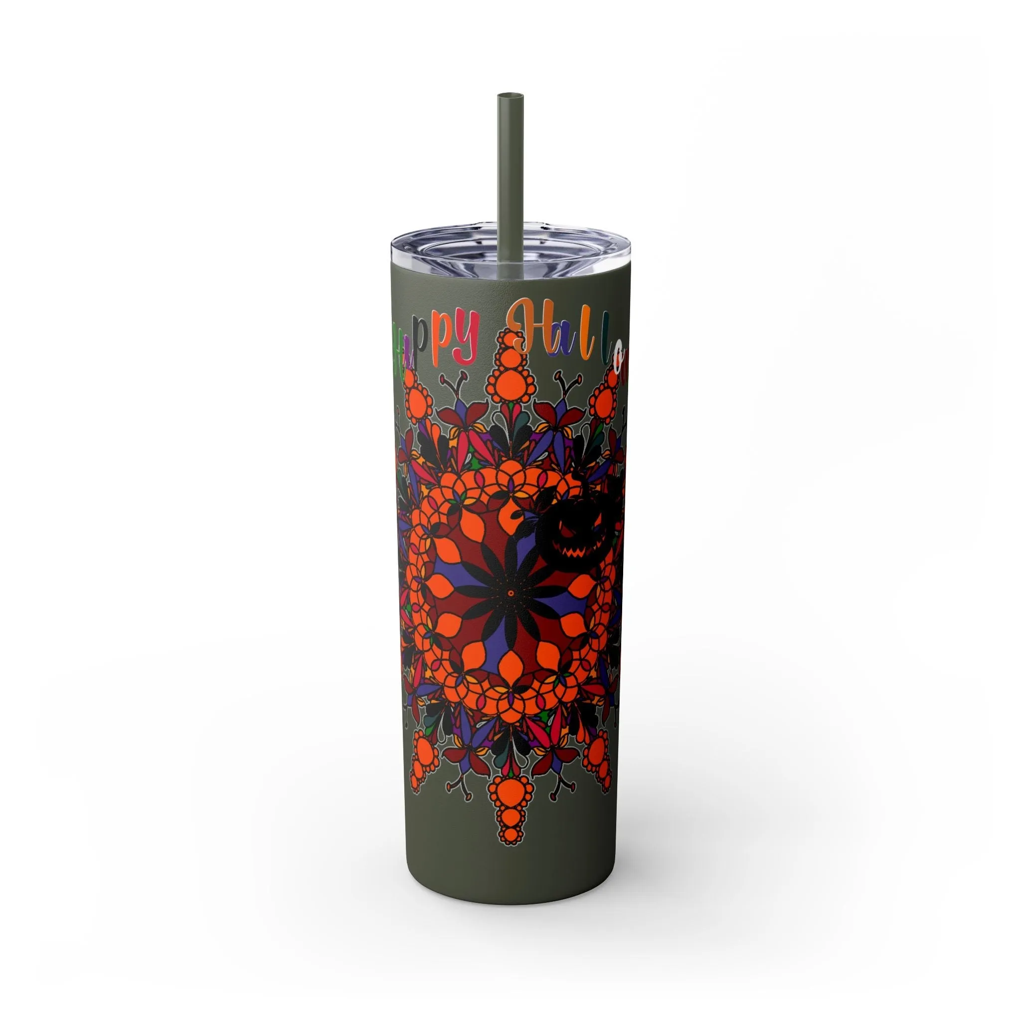 Handmade Mandala Skinny Tumbler - Keeps Drinks Hot/Cold