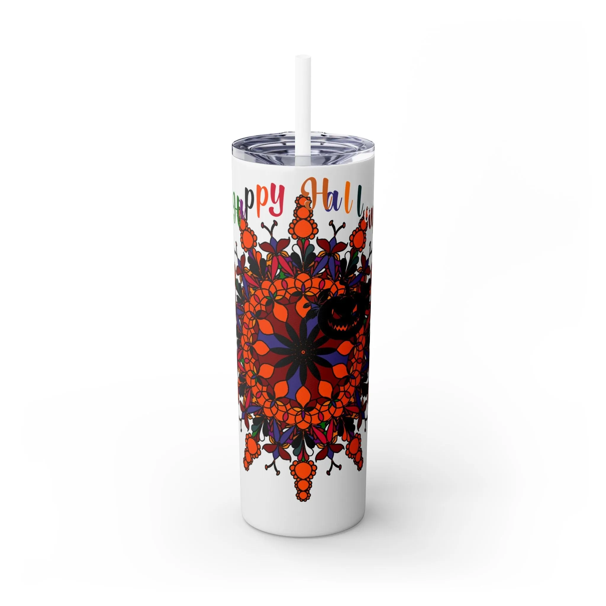 Handmade Mandala Skinny Tumbler - Keeps Drinks Hot/Cold