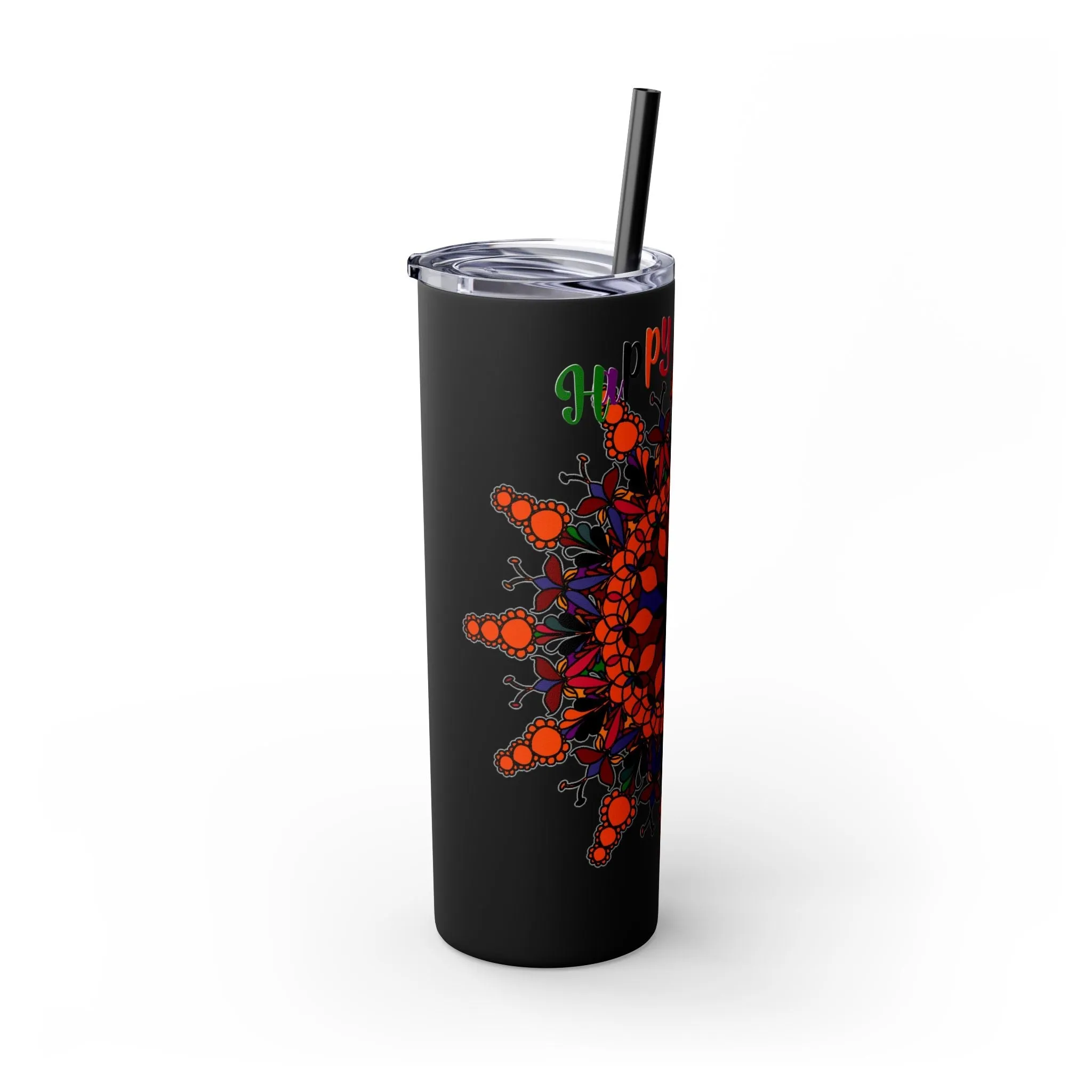 Handmade Mandala Skinny Tumbler - Keeps Drinks Hot/Cold