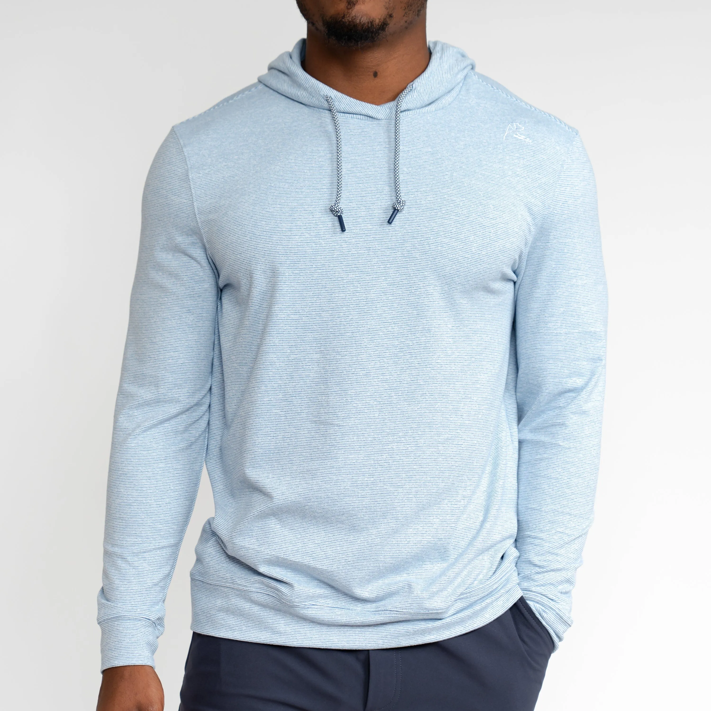 Hesi Performance Hoodie | The Tight Line Heather Stripe - Beluga Blue/White