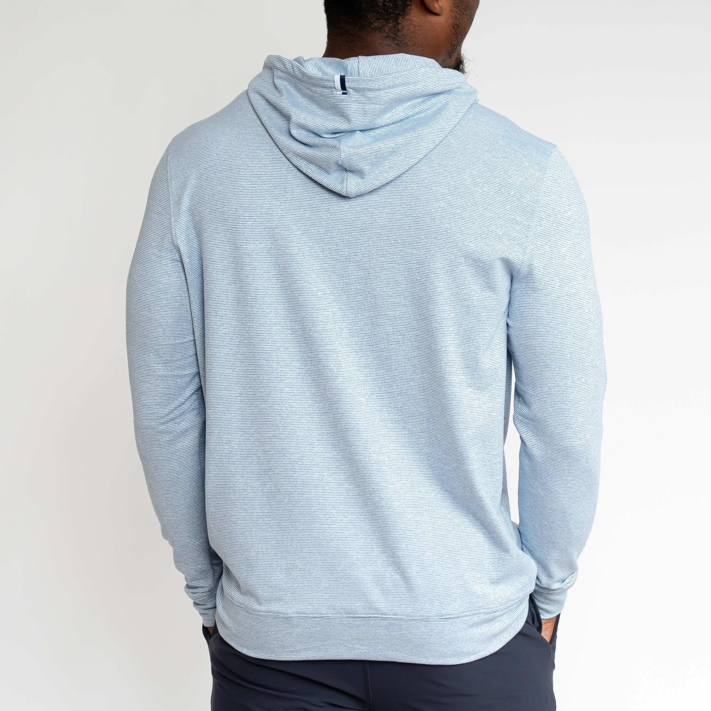 Hesi Performance Hoodie | The Tight Line Heather Stripe - Beluga Blue/White