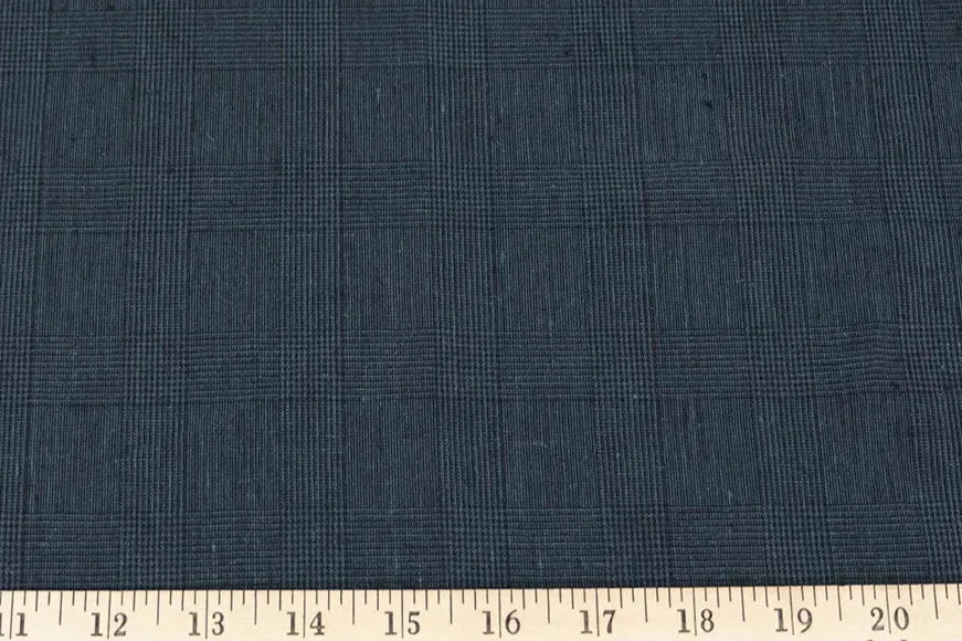 Irish Linen Indigo Navy Glen Plaid Spence Bryson Woven 194 GSM- by the yard