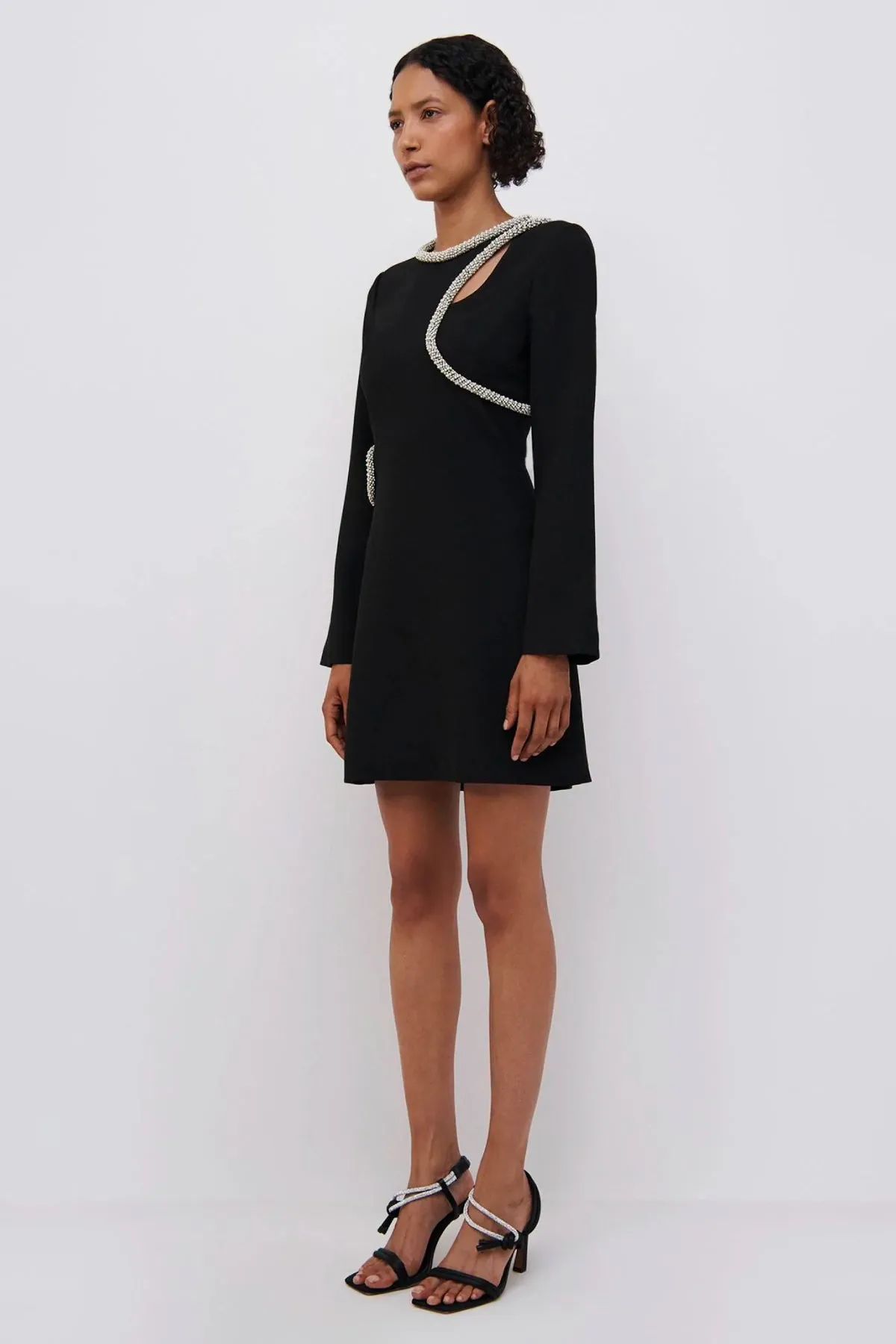 Jonathan Simkhai Katharine Diamante Embroidery Cutout Mini Dress - Black