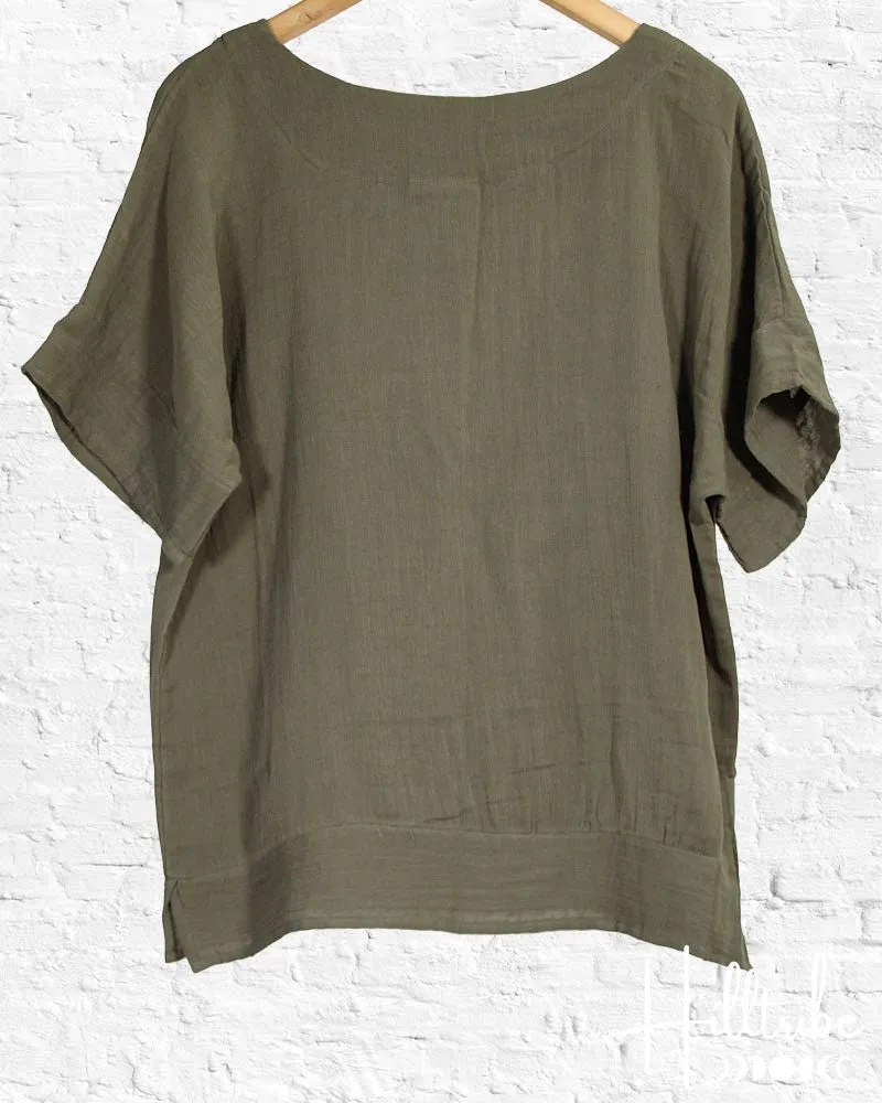 Khaki Gauze Free Spirit Top