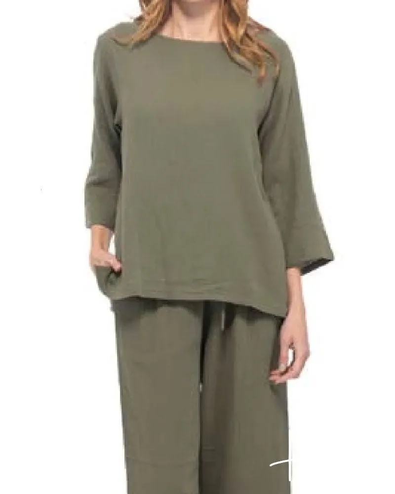 Khaki Gauze Free Spirit Top