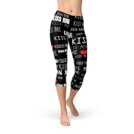 Kiss Me Black Capri Leggings