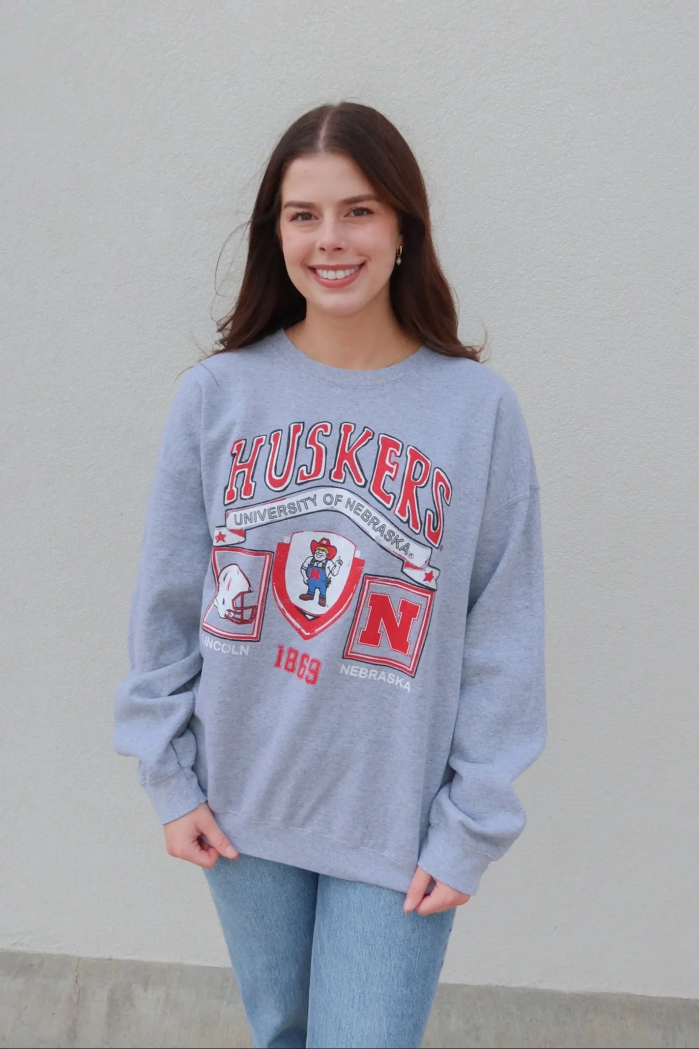 Licensed Apparel Gray Nebraska Patch Sweatshirt