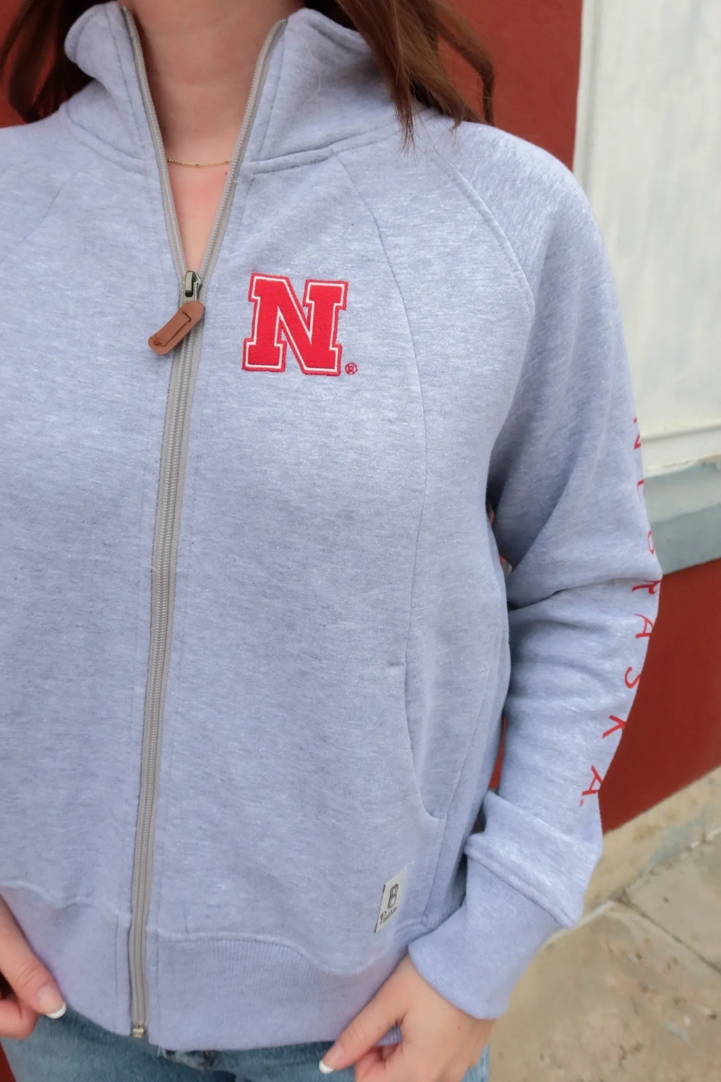 Licensed Apparel Nebraska Heather Grey Collared Jacket