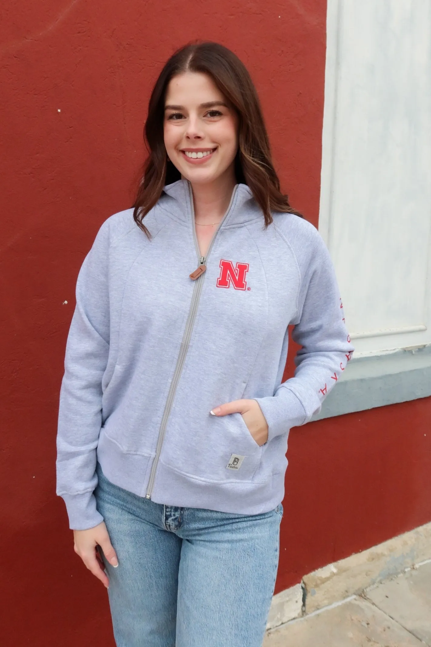 Licensed Apparel Nebraska Heather Grey Collared Jacket