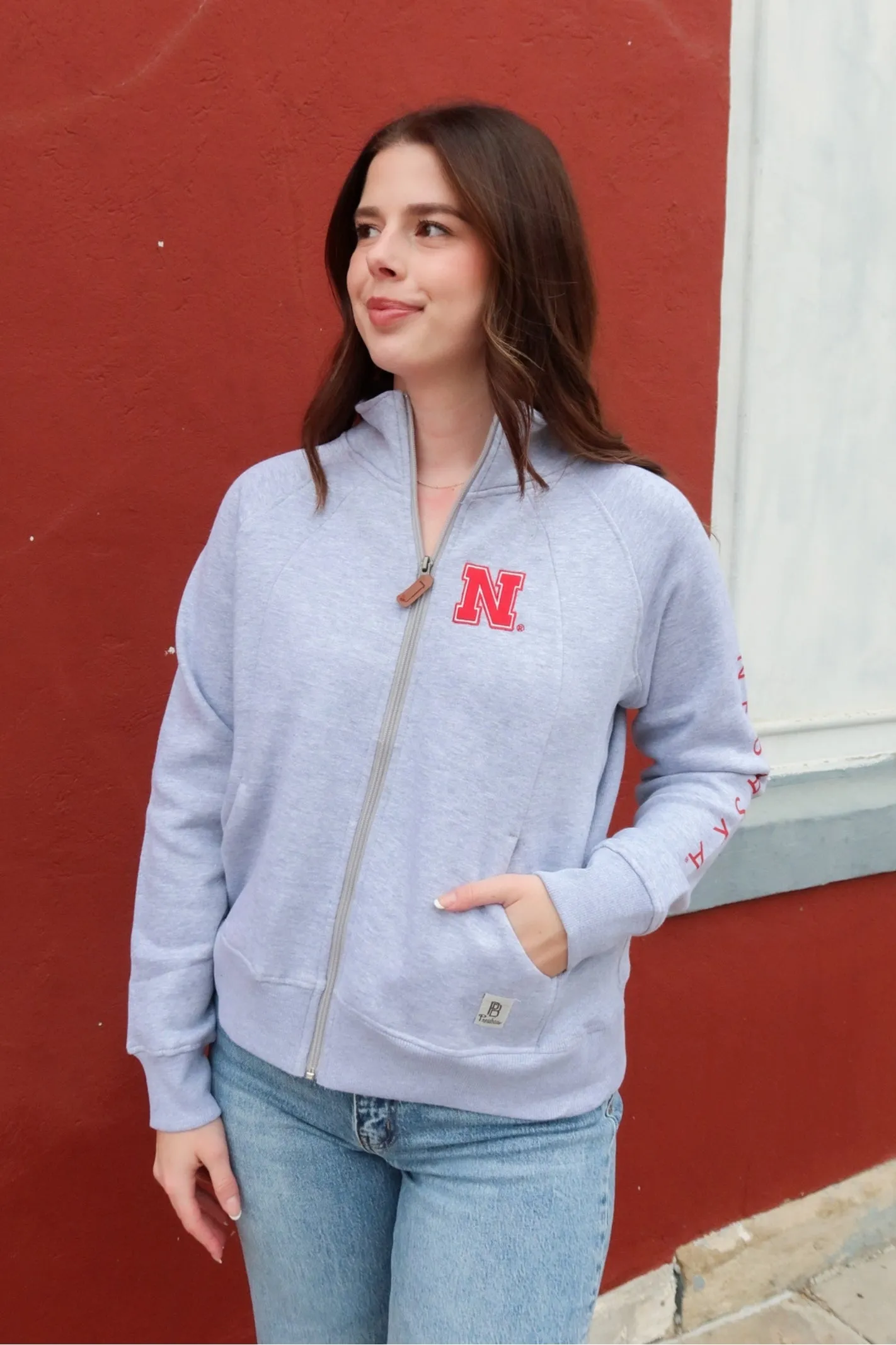 Licensed Apparel Nebraska Heather Grey Collared Jacket