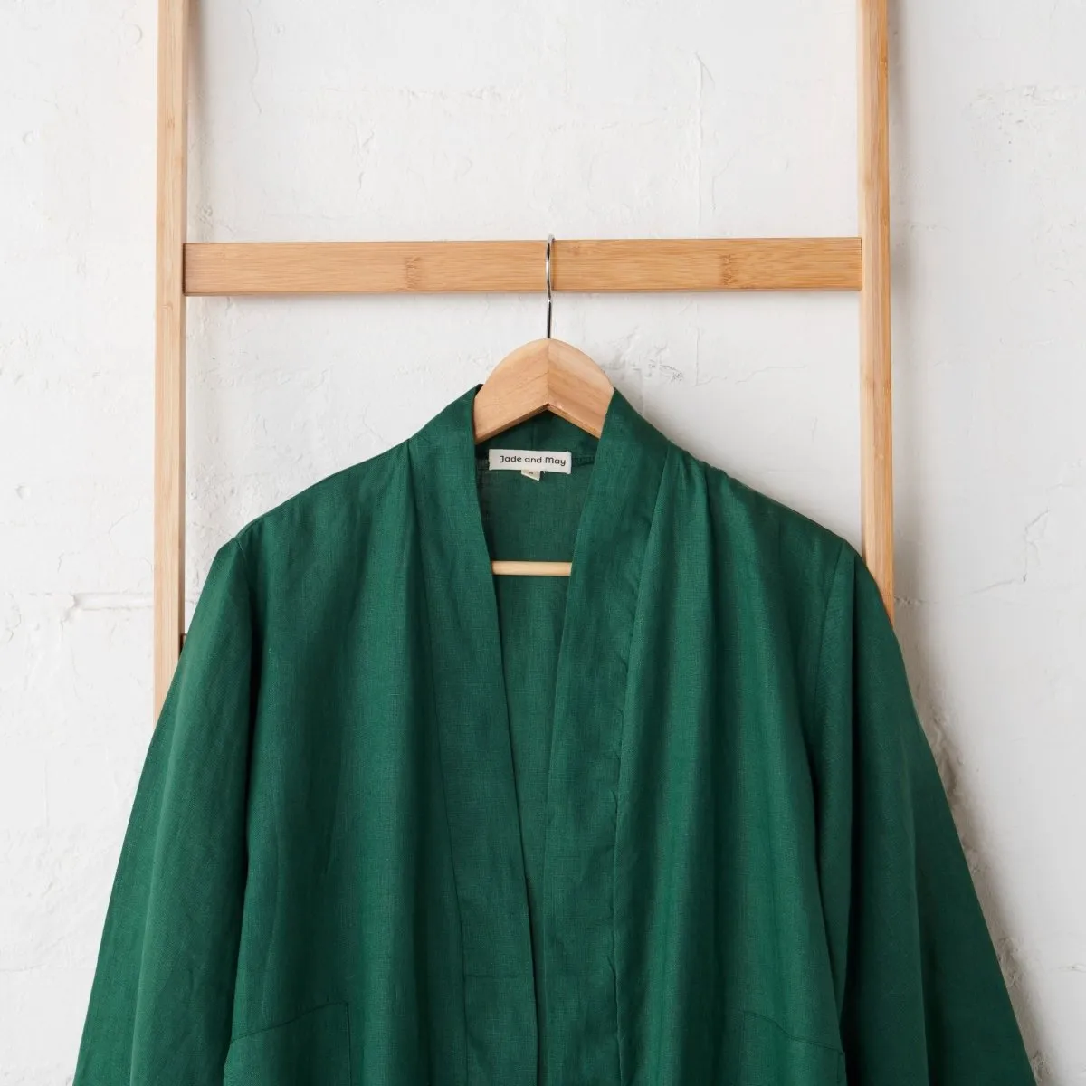 Linen Bathrobe - Emerald Green