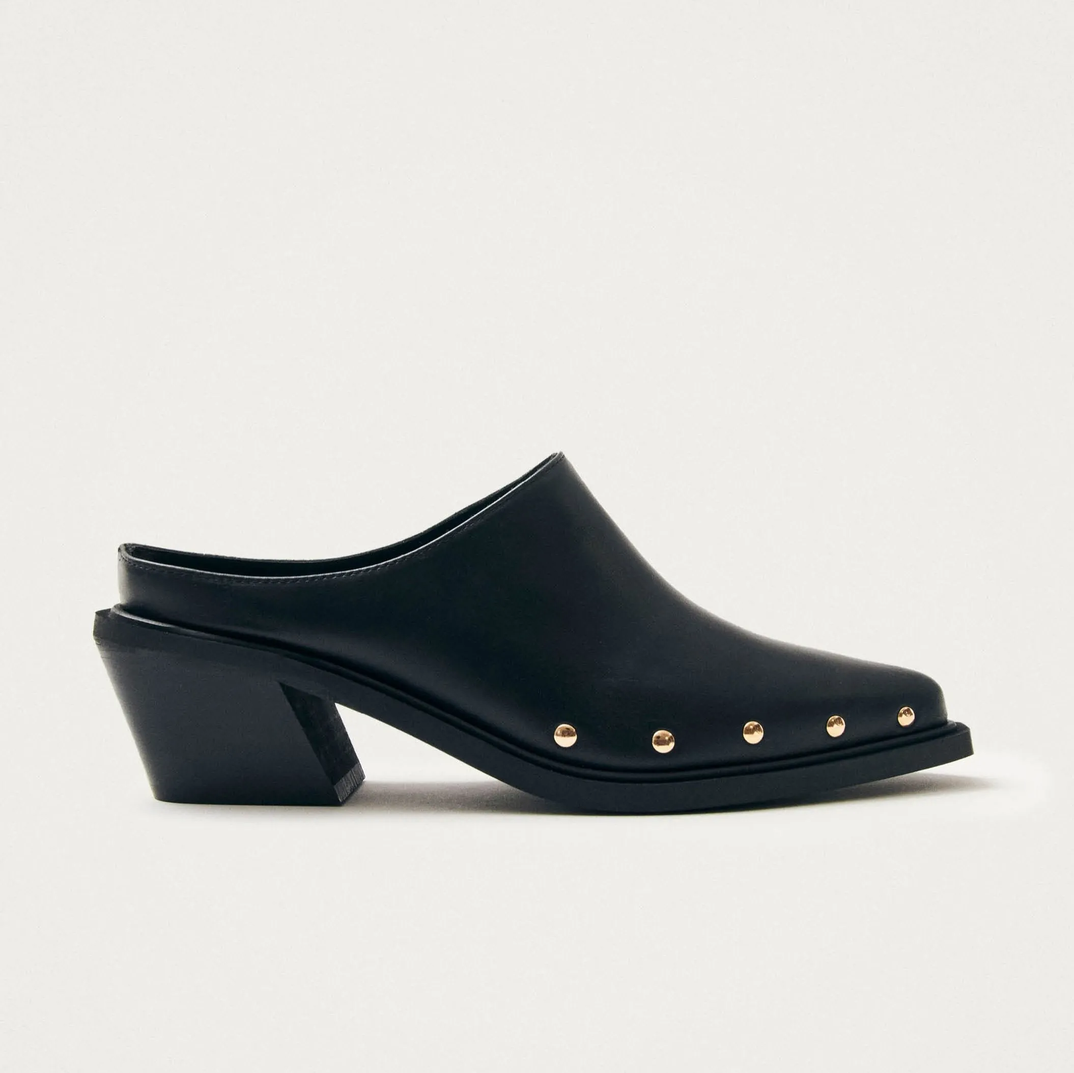 Lorenzo Black Leather Mules