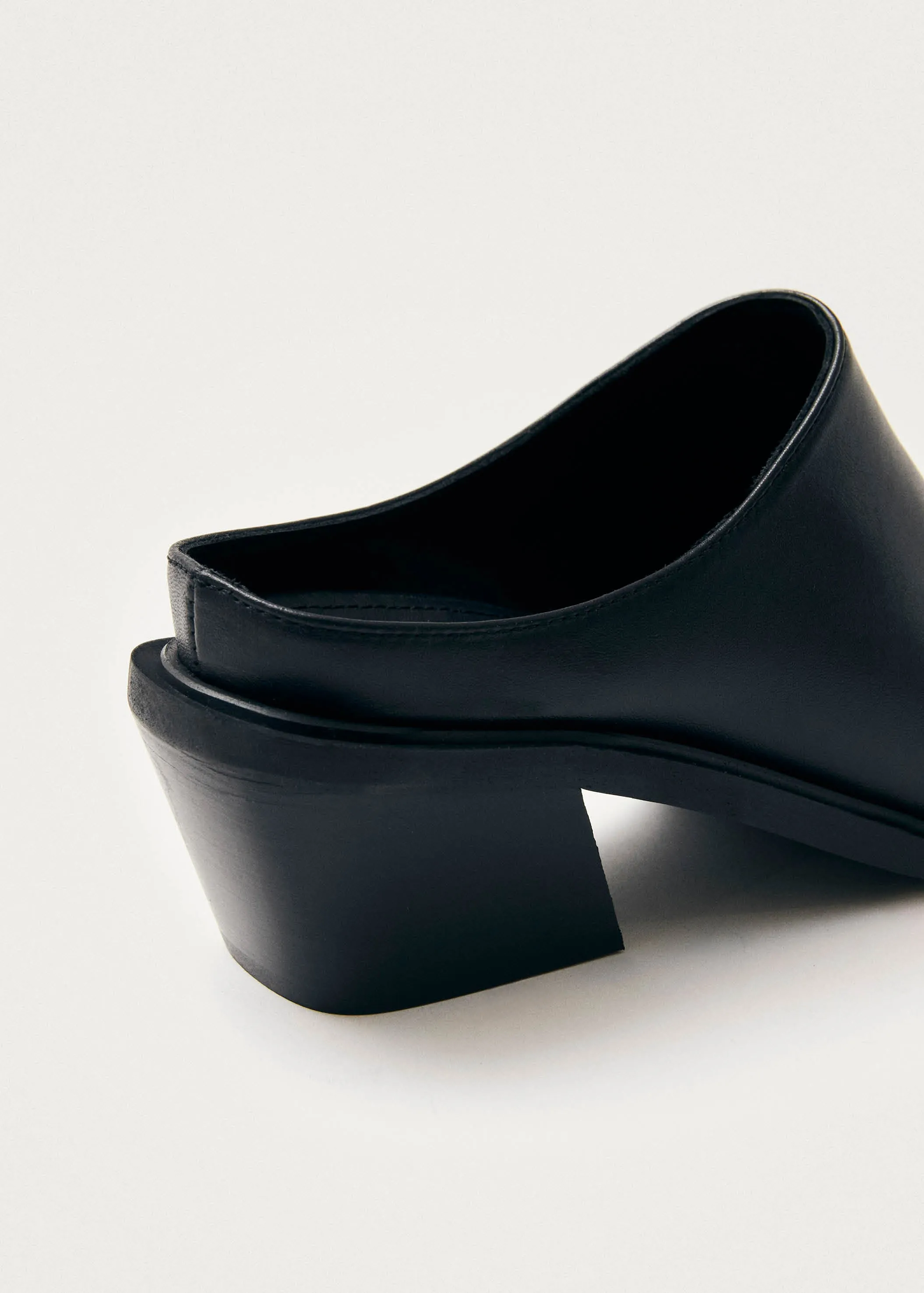 Lorenzo Black Leather Mules