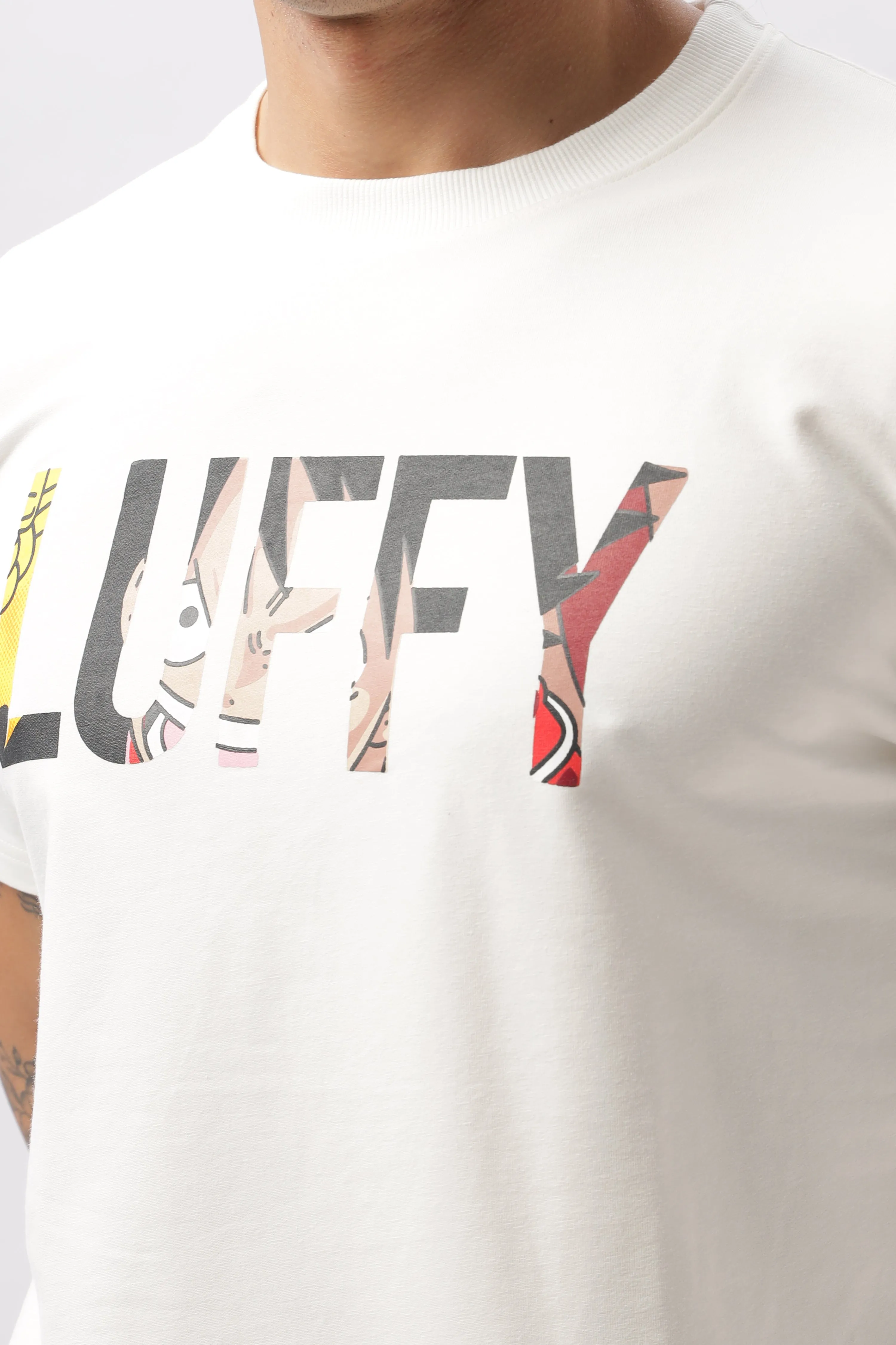 Luffy Graphic White Printed T-Shirt