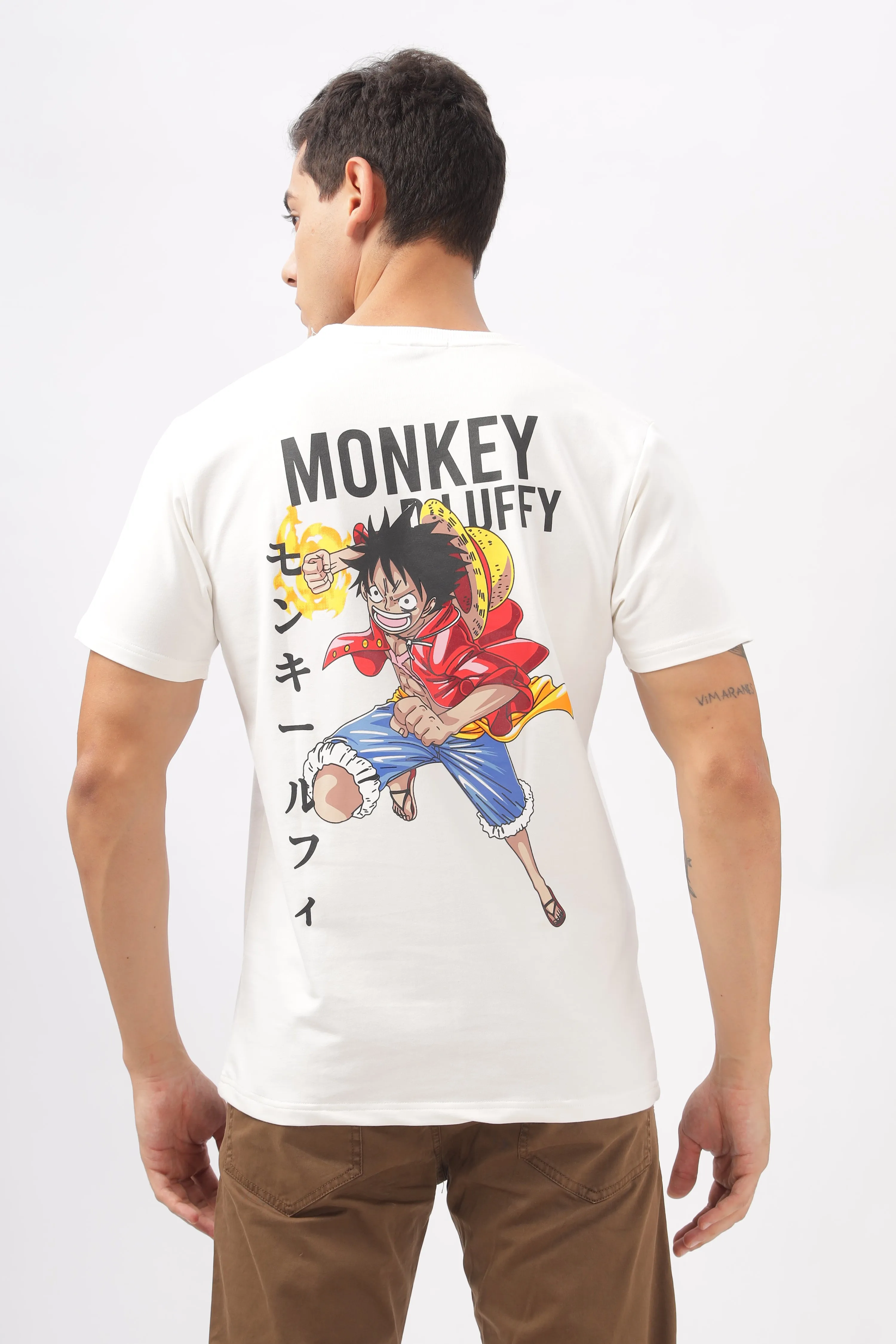 Luffy Graphic White Printed T-Shirt