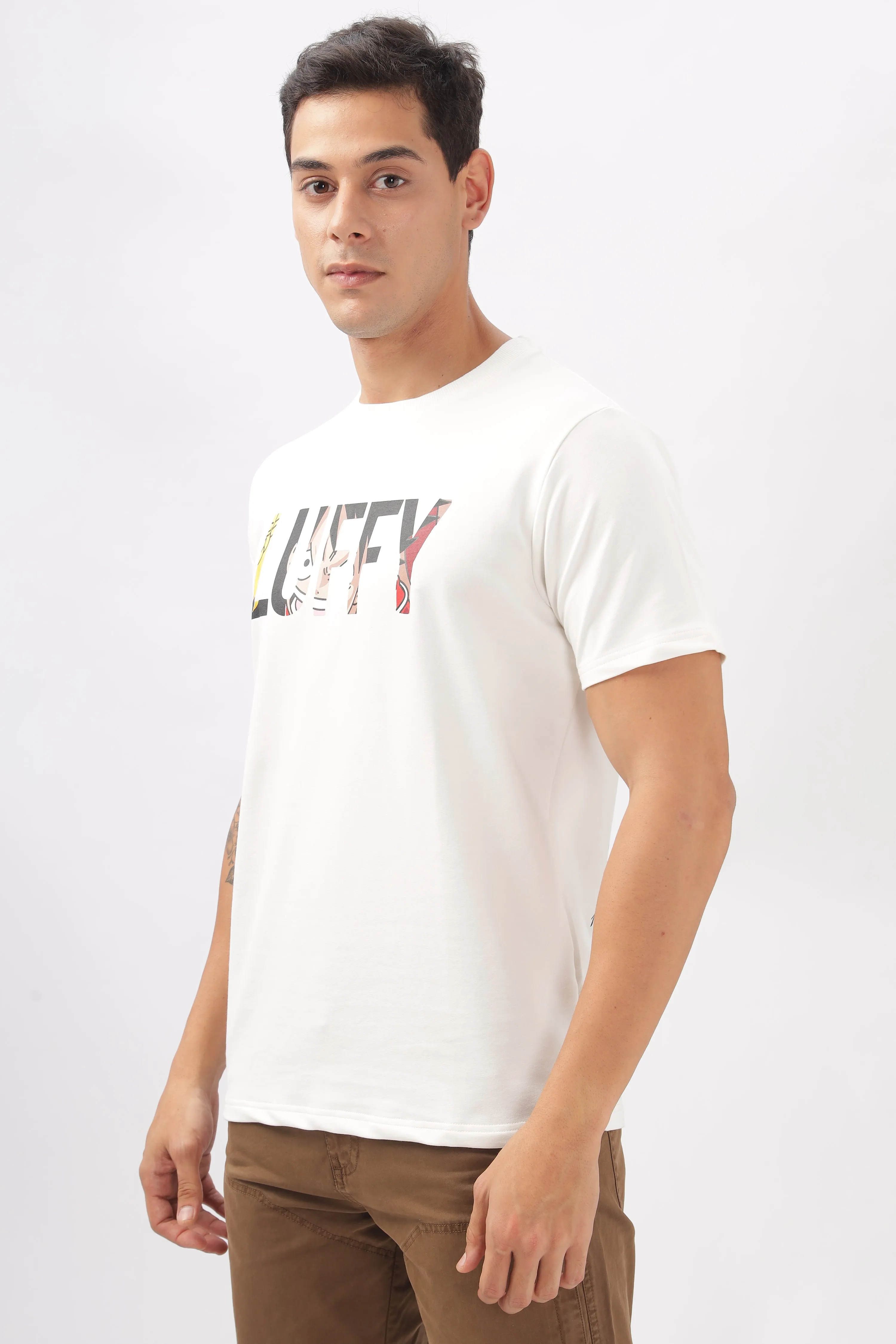 Luffy Graphic White Printed T-Shirt