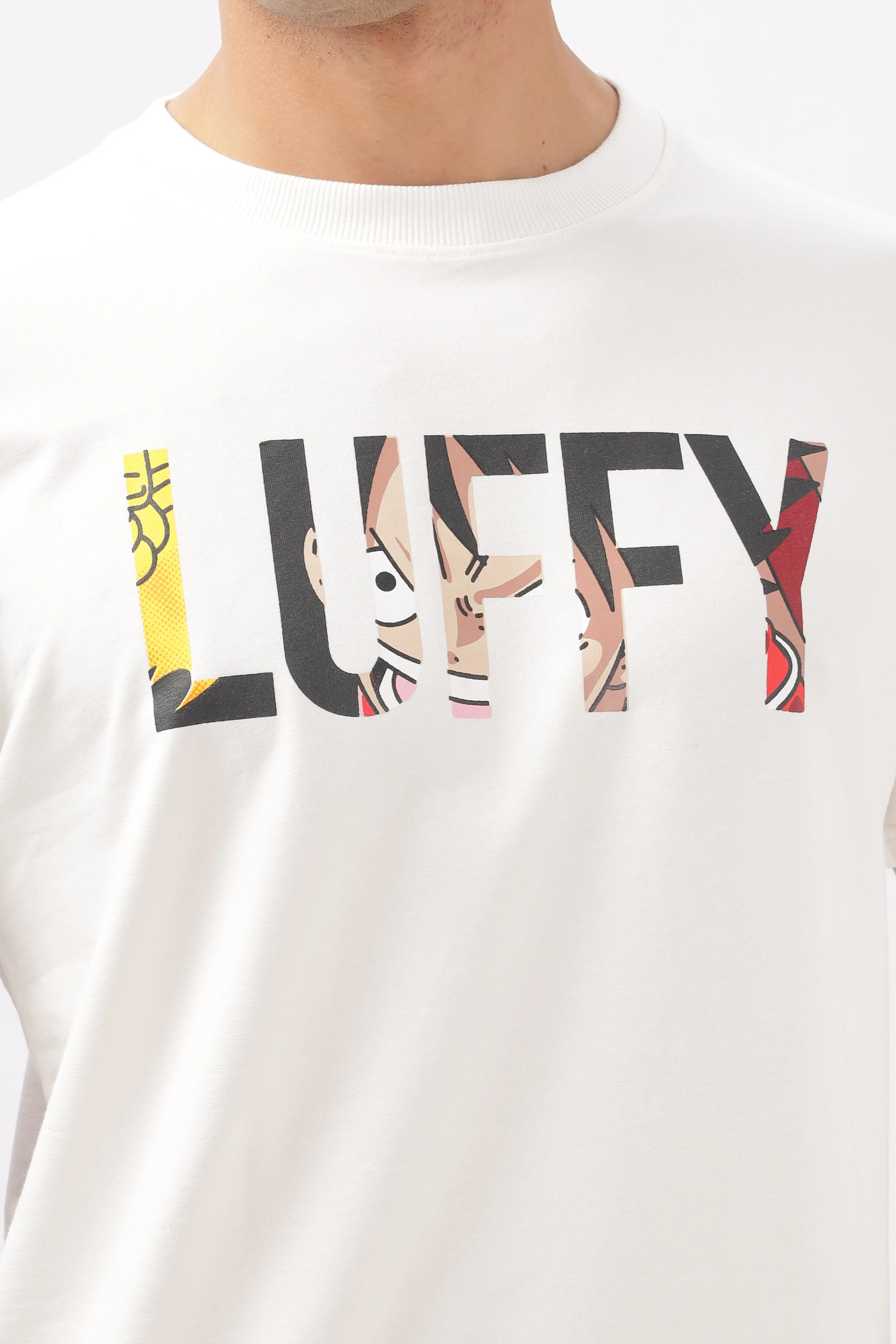 Luffy Graphic White Printed T-Shirt