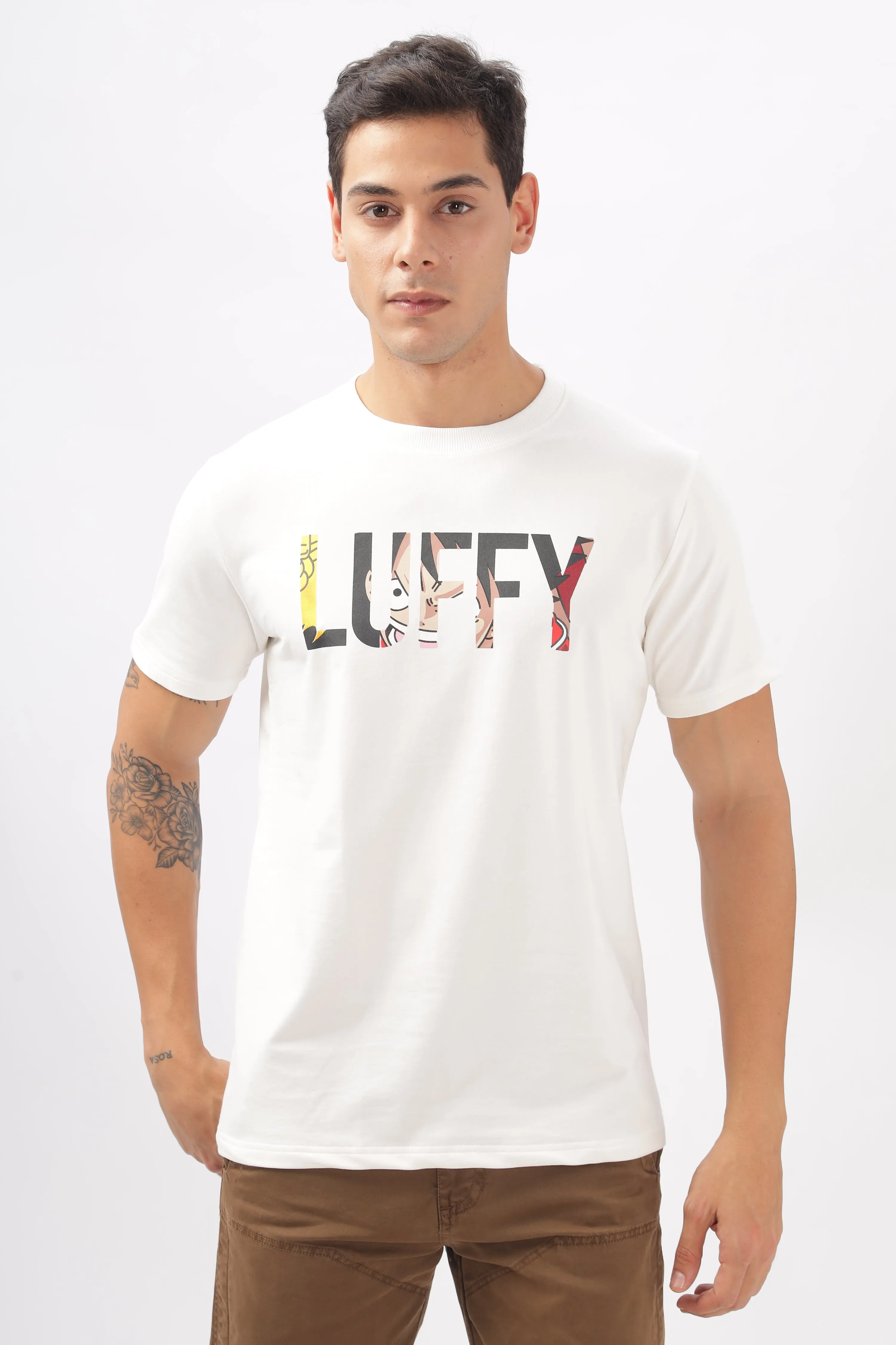 Luffy Graphic White Printed T-Shirt