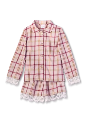 MADELINE - CHILDREN'S PYJAMA SET IN PINK TARTAN