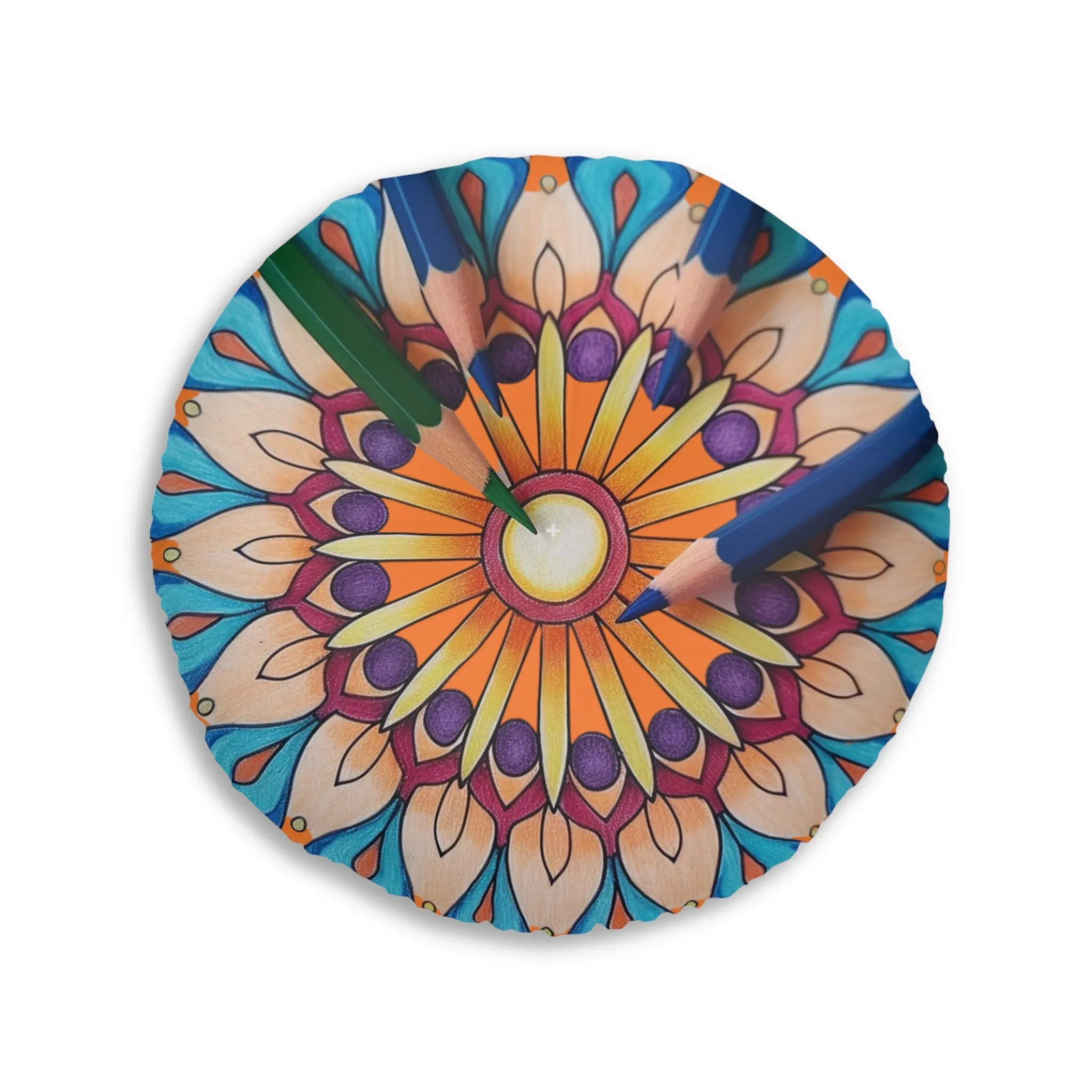 Mandala Art Design Floor Cushion - Tufted Round Pillow