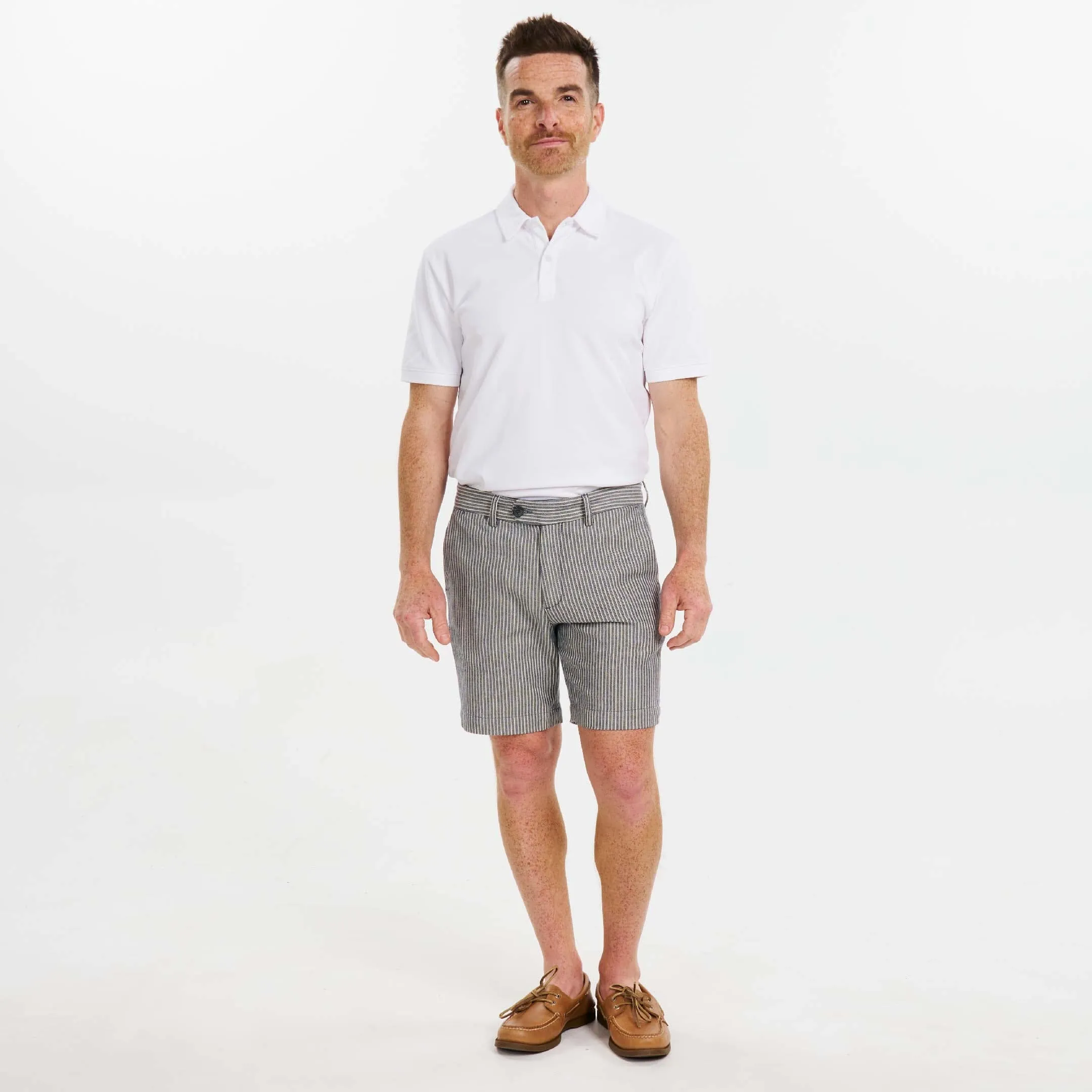 Navy Pinstripe Hampton Stretch Chino Short