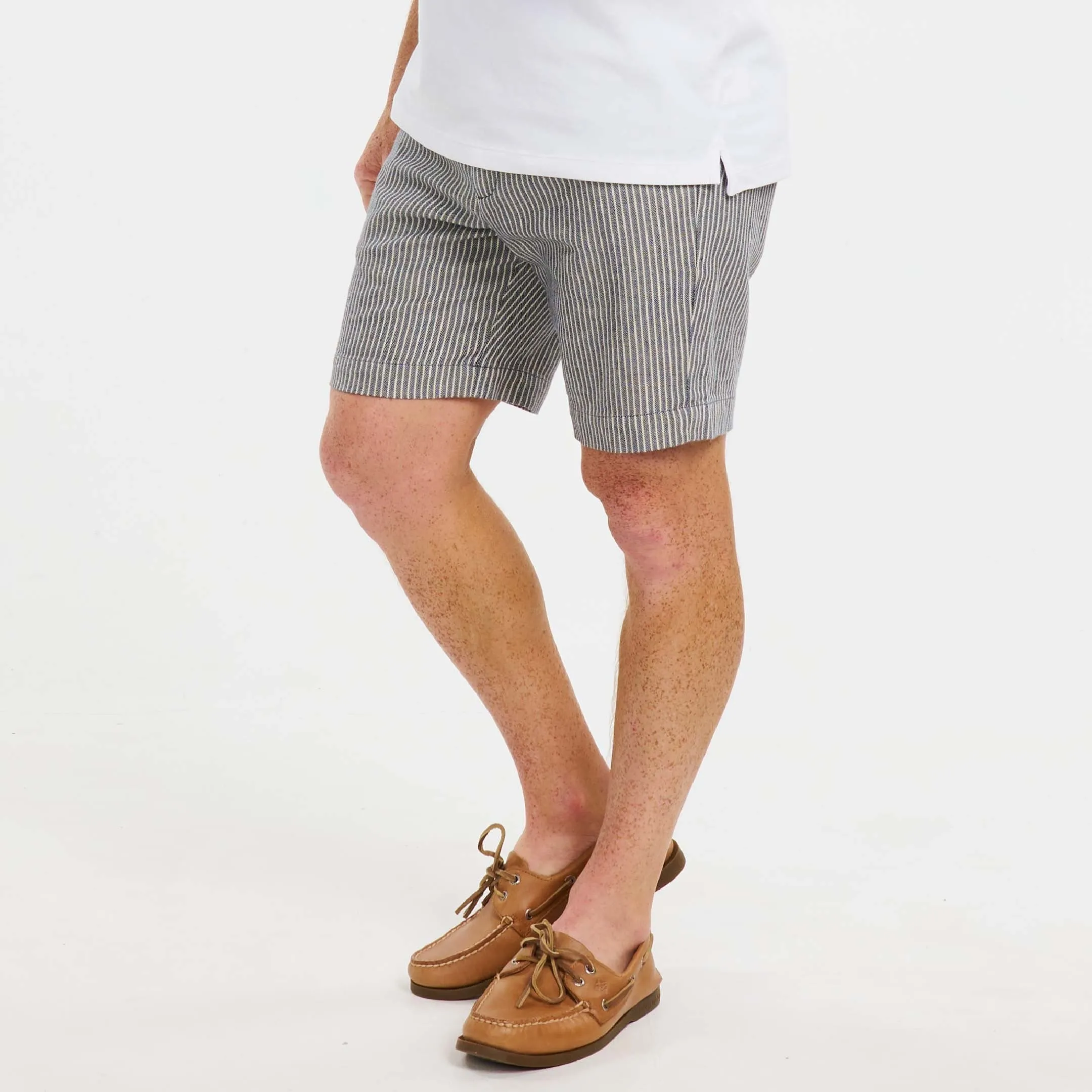 Navy Pinstripe Hampton Stretch Chino Short