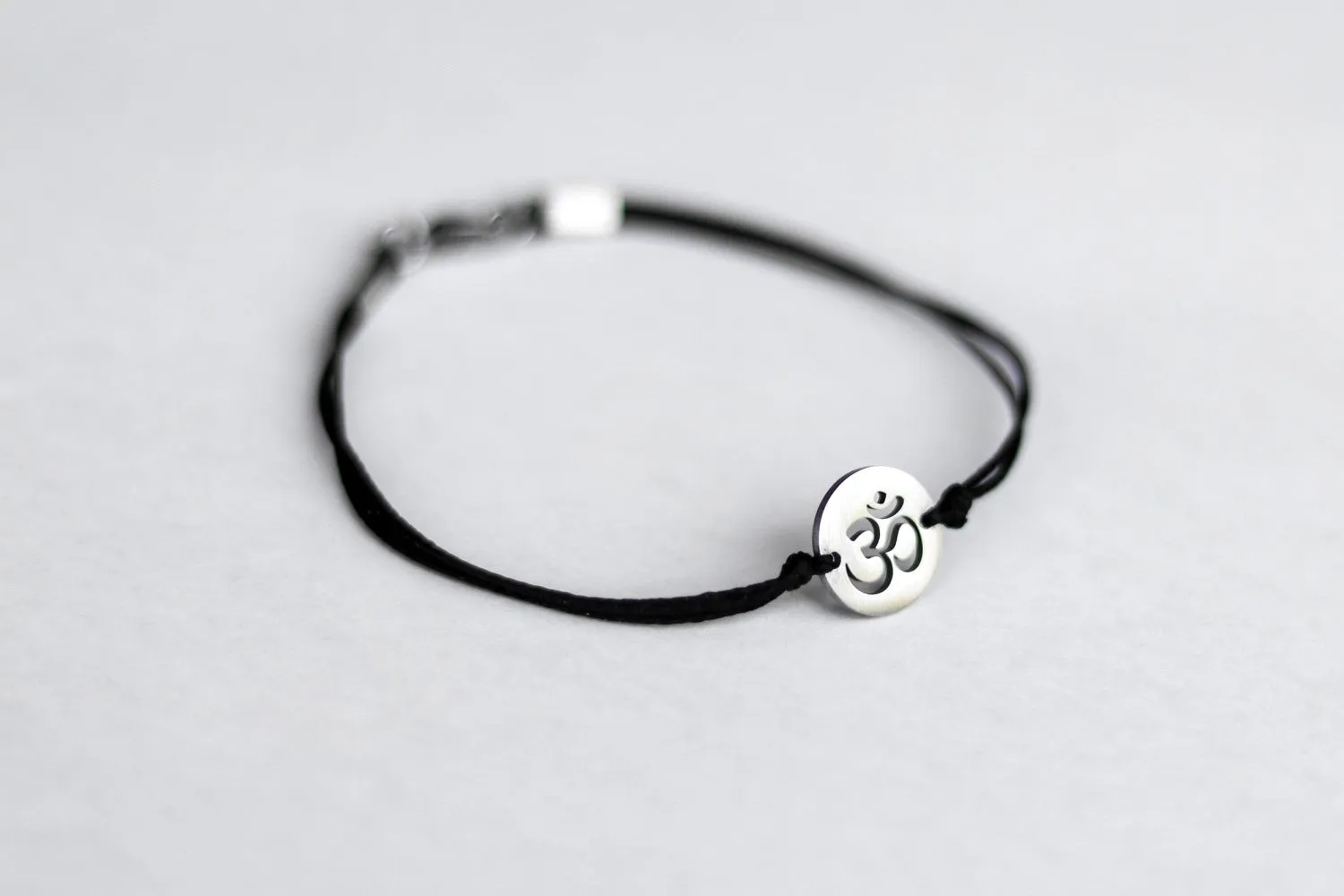 OM bracelet, men's bracelet silver tone Om charm, spiritual waterproof bracelet, festival jewelry