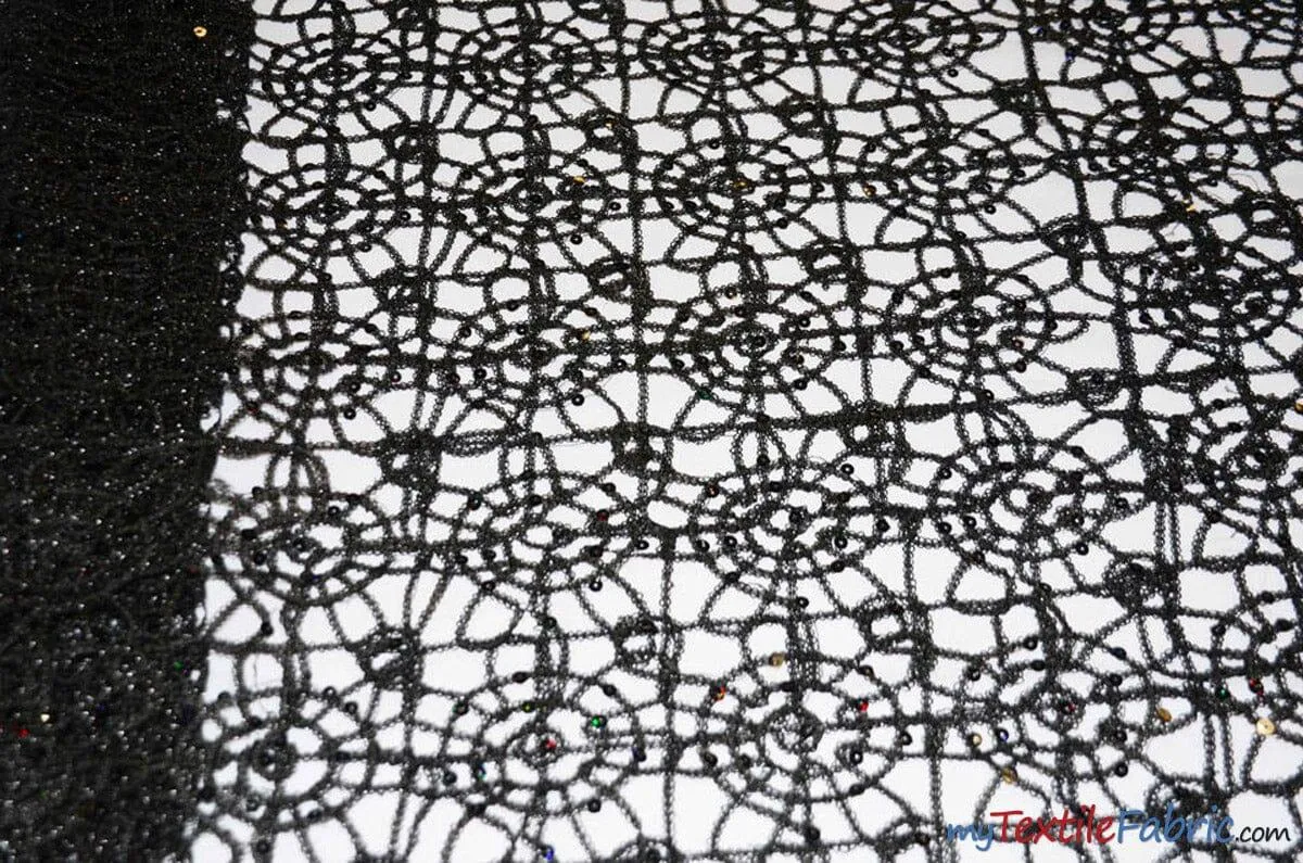 Open Weave Chain Chemical Lace Fabric | 50" Wide | 10 Colors |