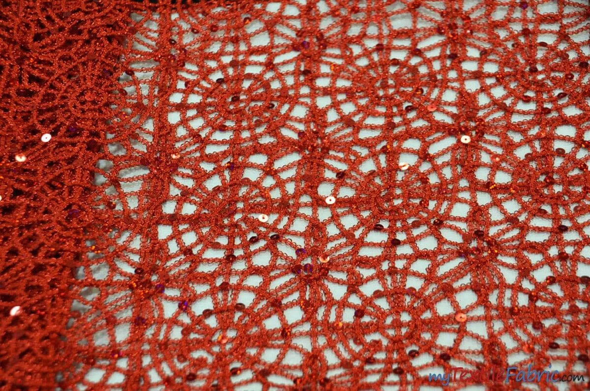 Open Weave Chain Chemical Lace Fabric | 50" Wide | 10 Colors |