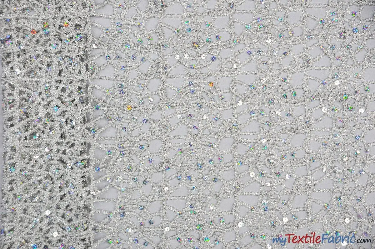 Open Weave Chain Chemical Lace Fabric | 50" Wide | 10 Colors |