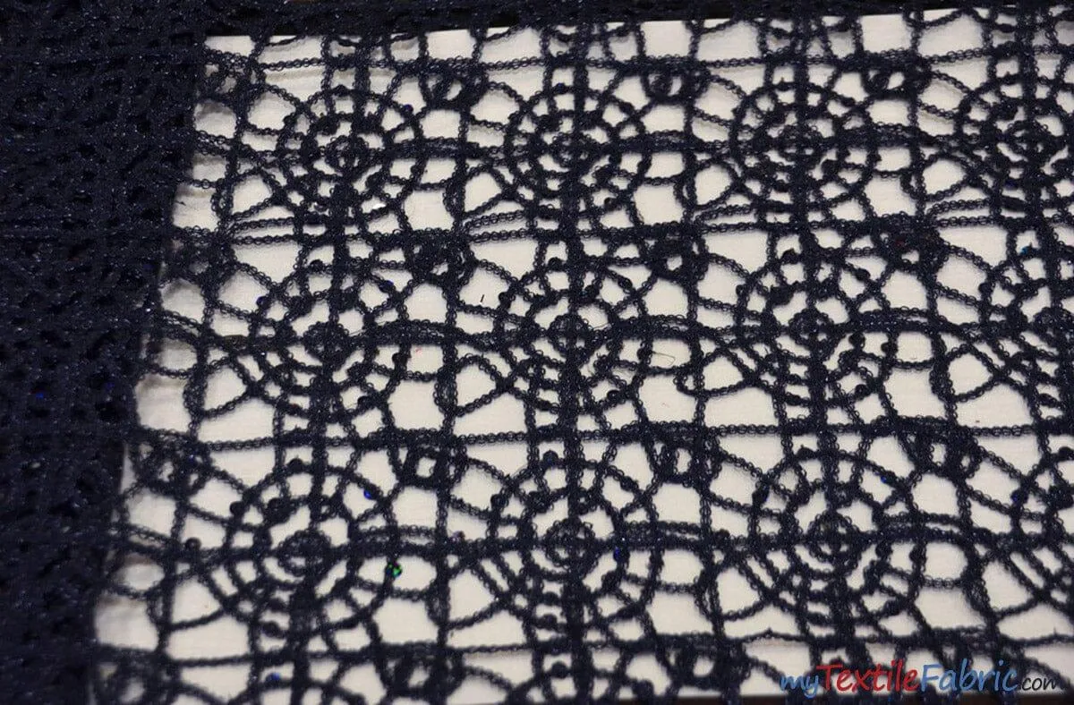 Open Weave Chain Chemical Lace Fabric | 50" Wide | 10 Colors |