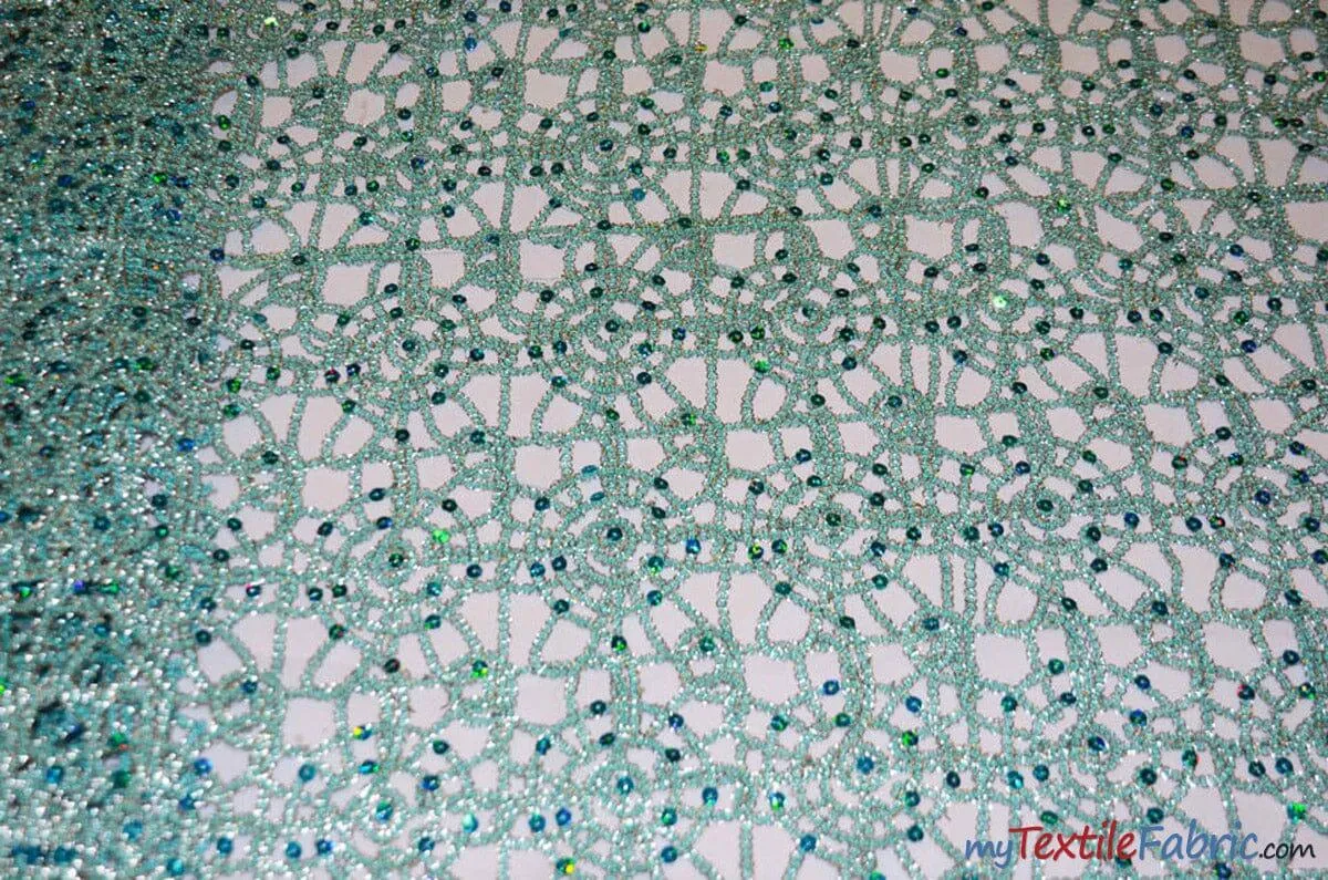 Open Weave Chain Chemical Lace Fabric | 50" Wide | 10 Colors |