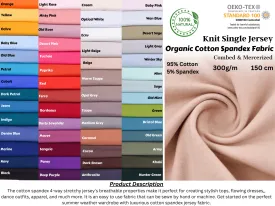 Organic Cotton Spandex Knit 4-Way Spandex Cotton Jersey Fabric - 8973