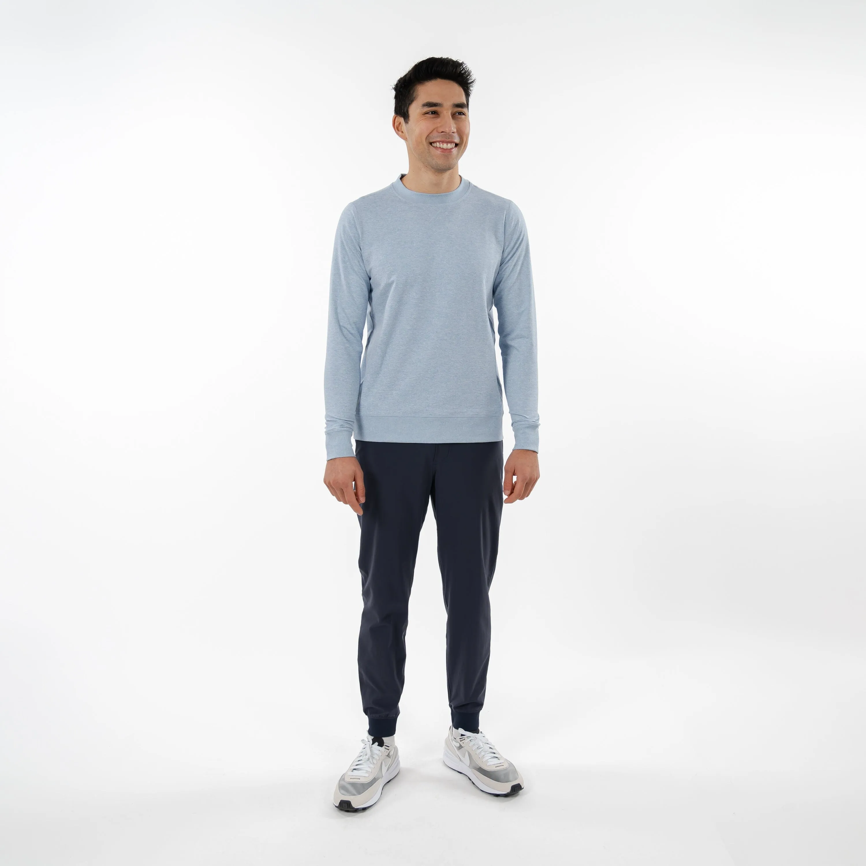 Pace Performance Crew | Heather - Ice Pick Blue/White