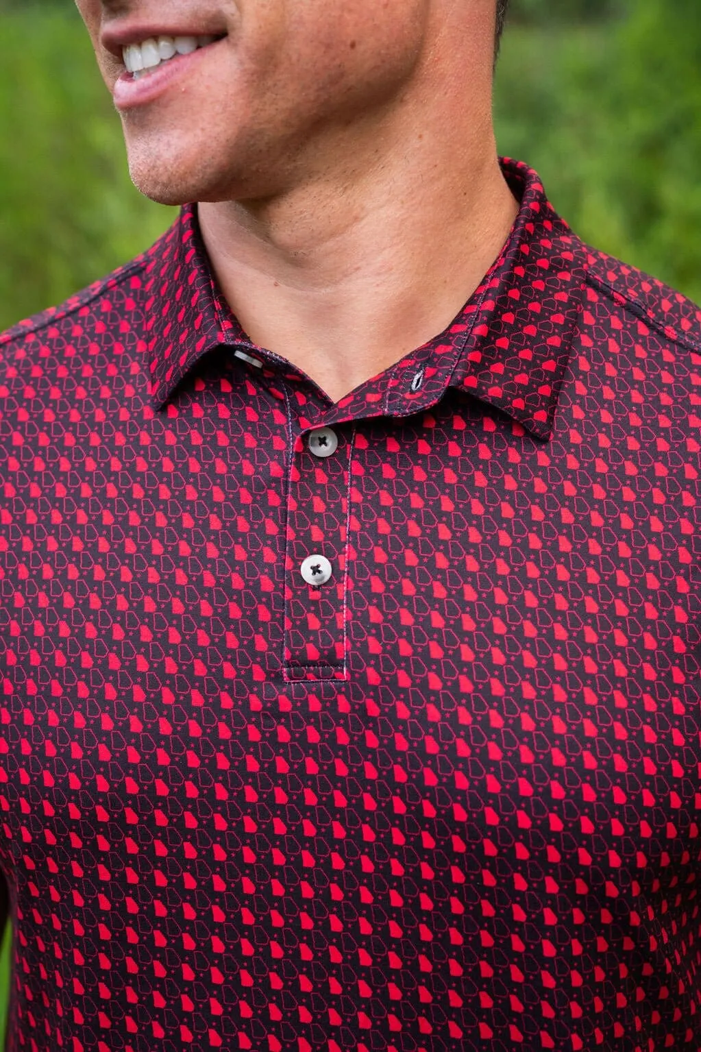 Performance Polo - Georgia Black & Red