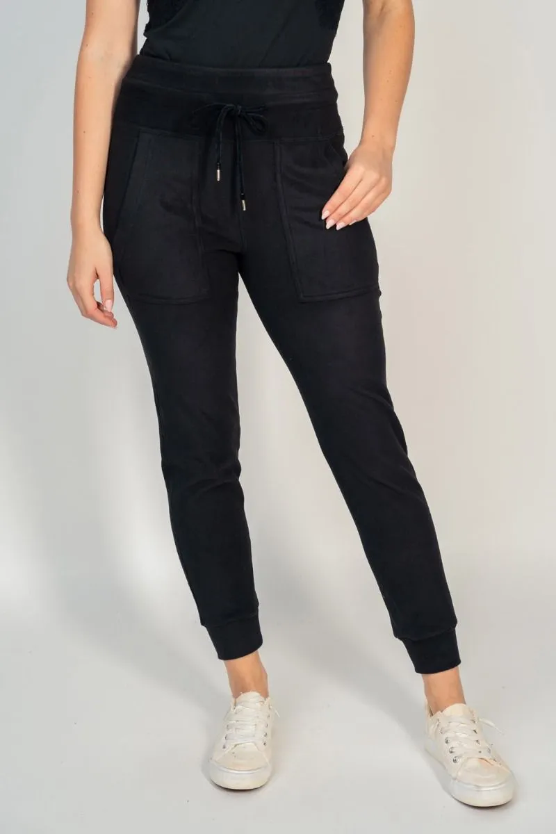 "Gold Medal" High-Waisted Jogger Leggings (Black)