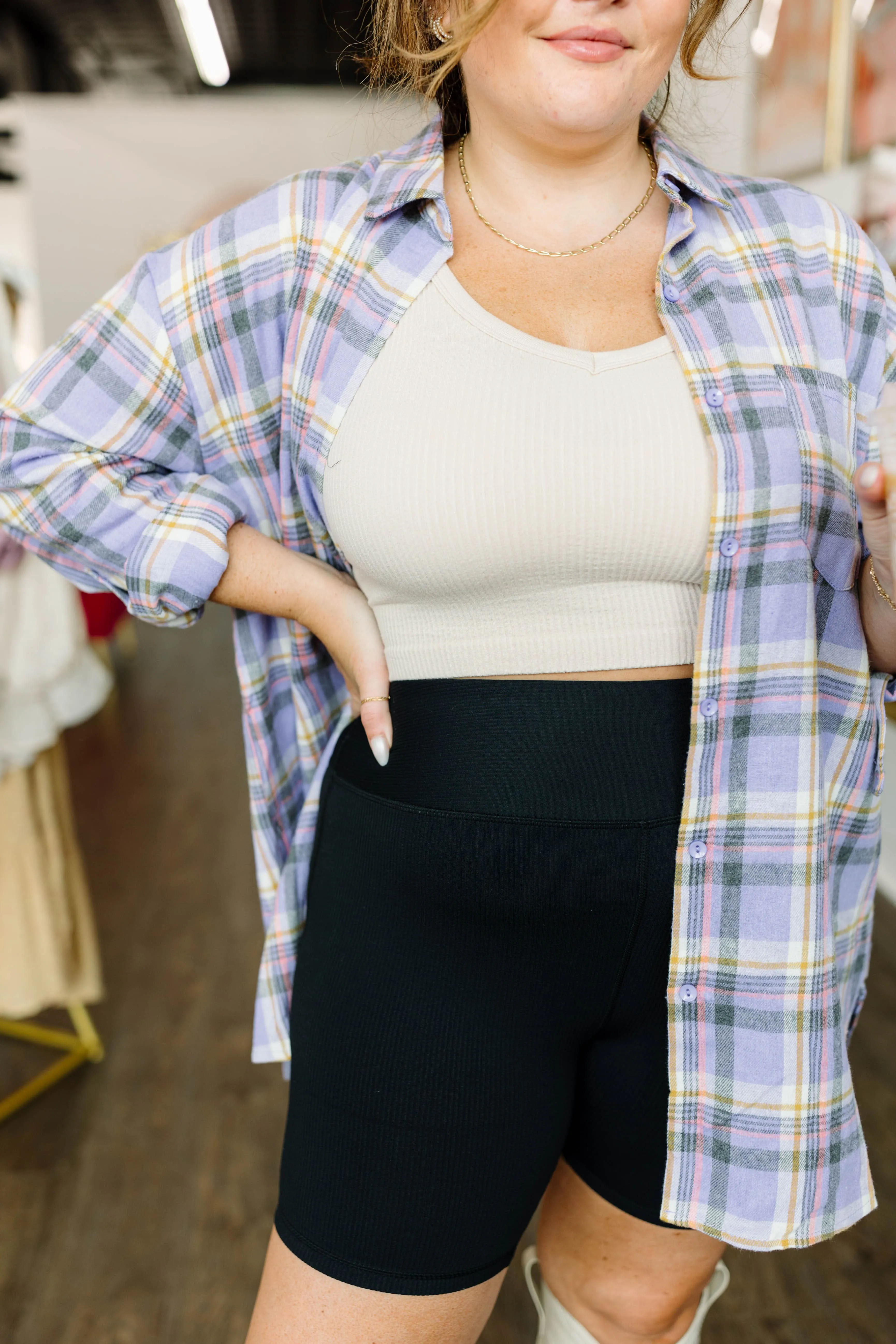 Ribbed High Waisted Bike Shorts