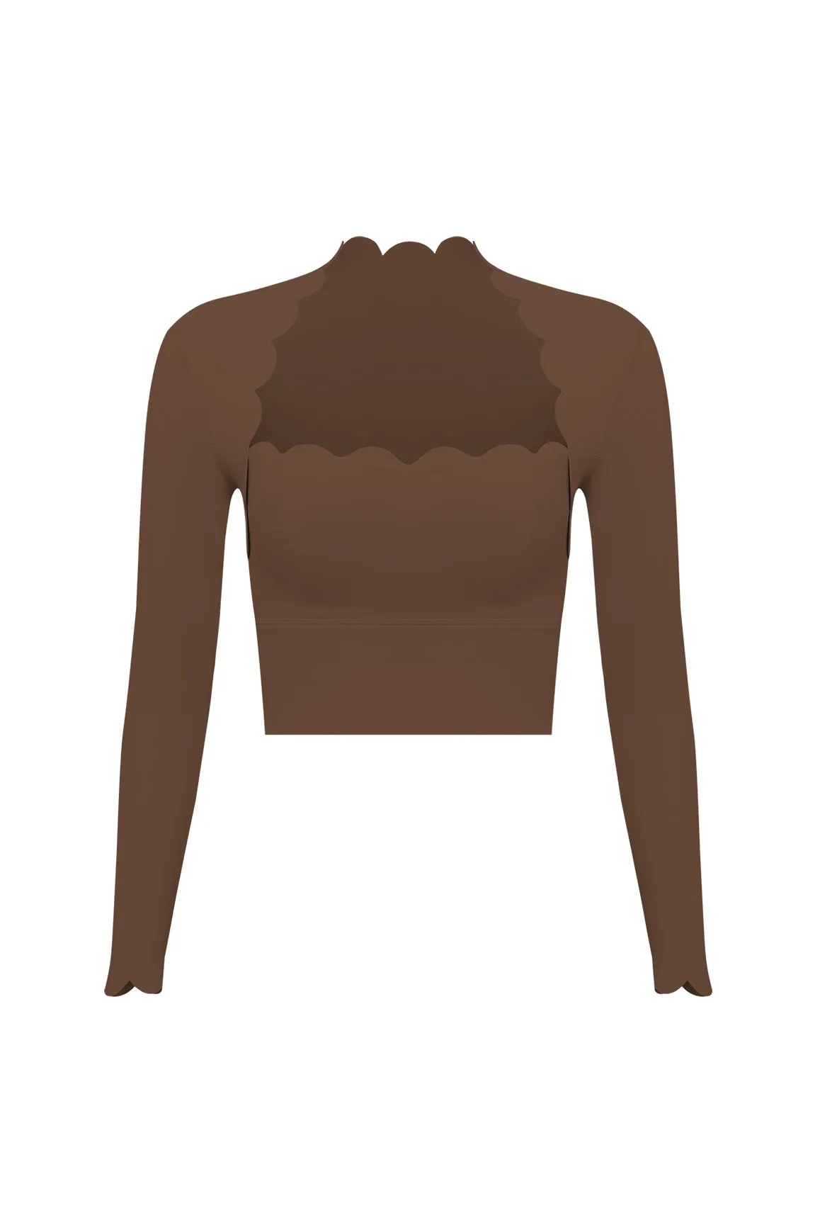 Scallop Cropped Long Sleeve Top