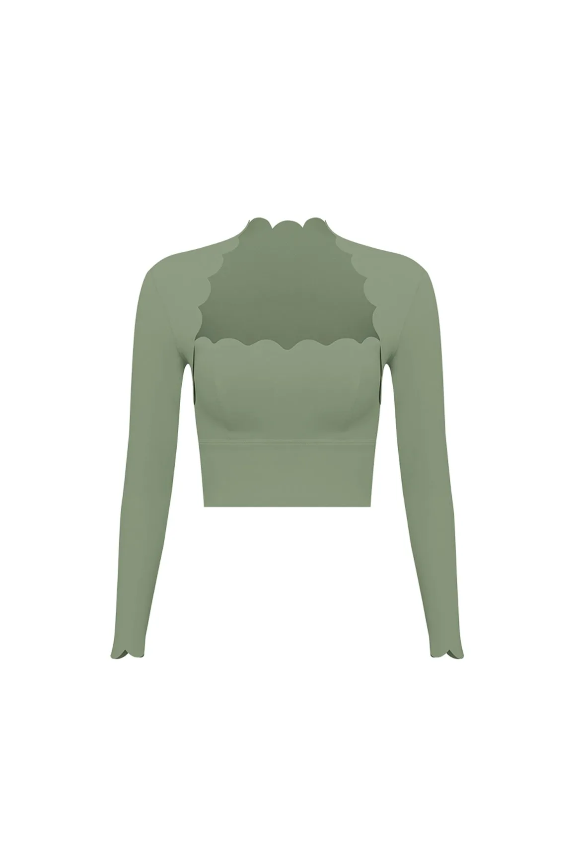 Scallop Cropped Long Sleeve Top