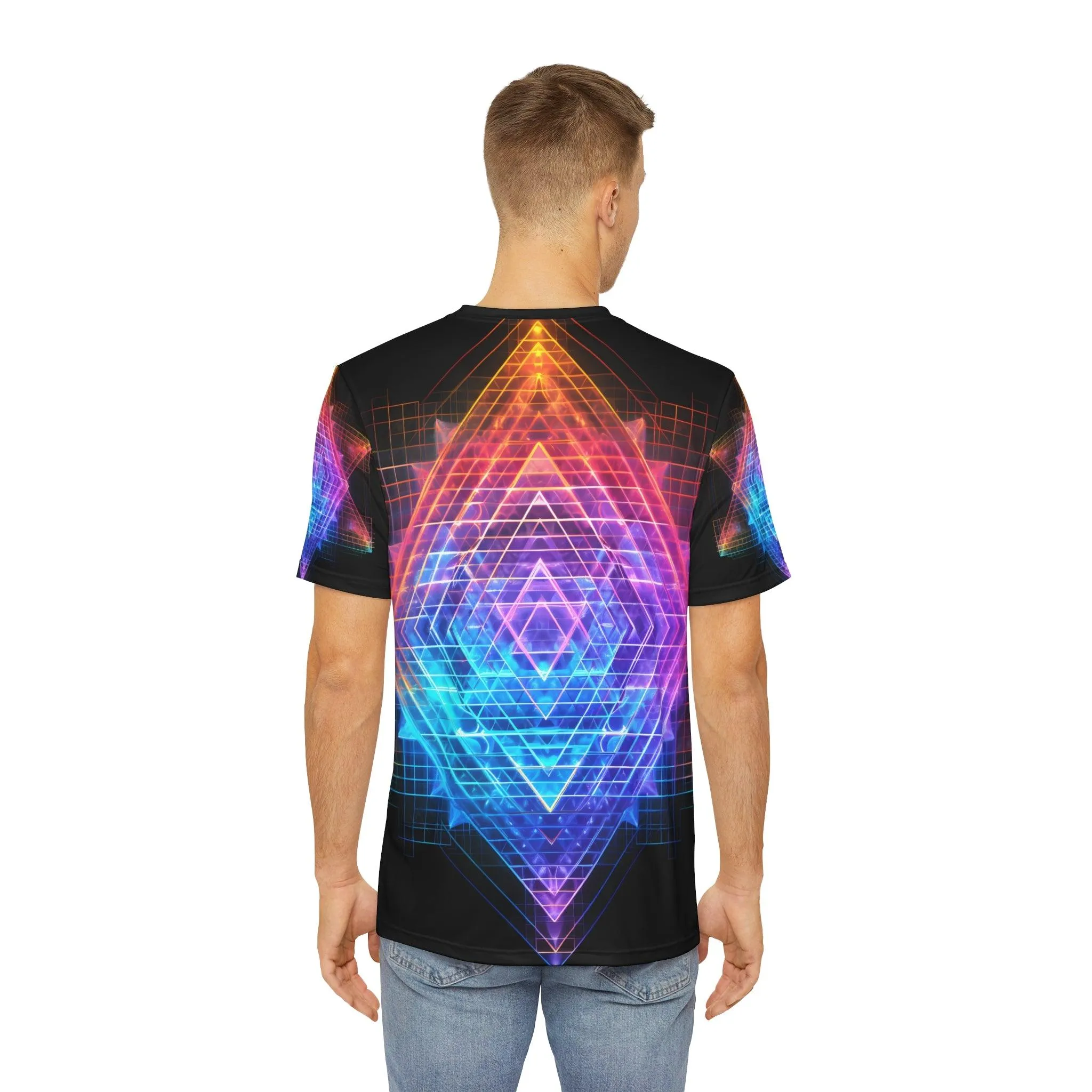 Sri Yantra 3D v2 Sacred Geometry Octane Colorful Symmetrical Sublimation - All Over Print (AOP) - Digital AI Art T-Shirt for Street or Festival Wear